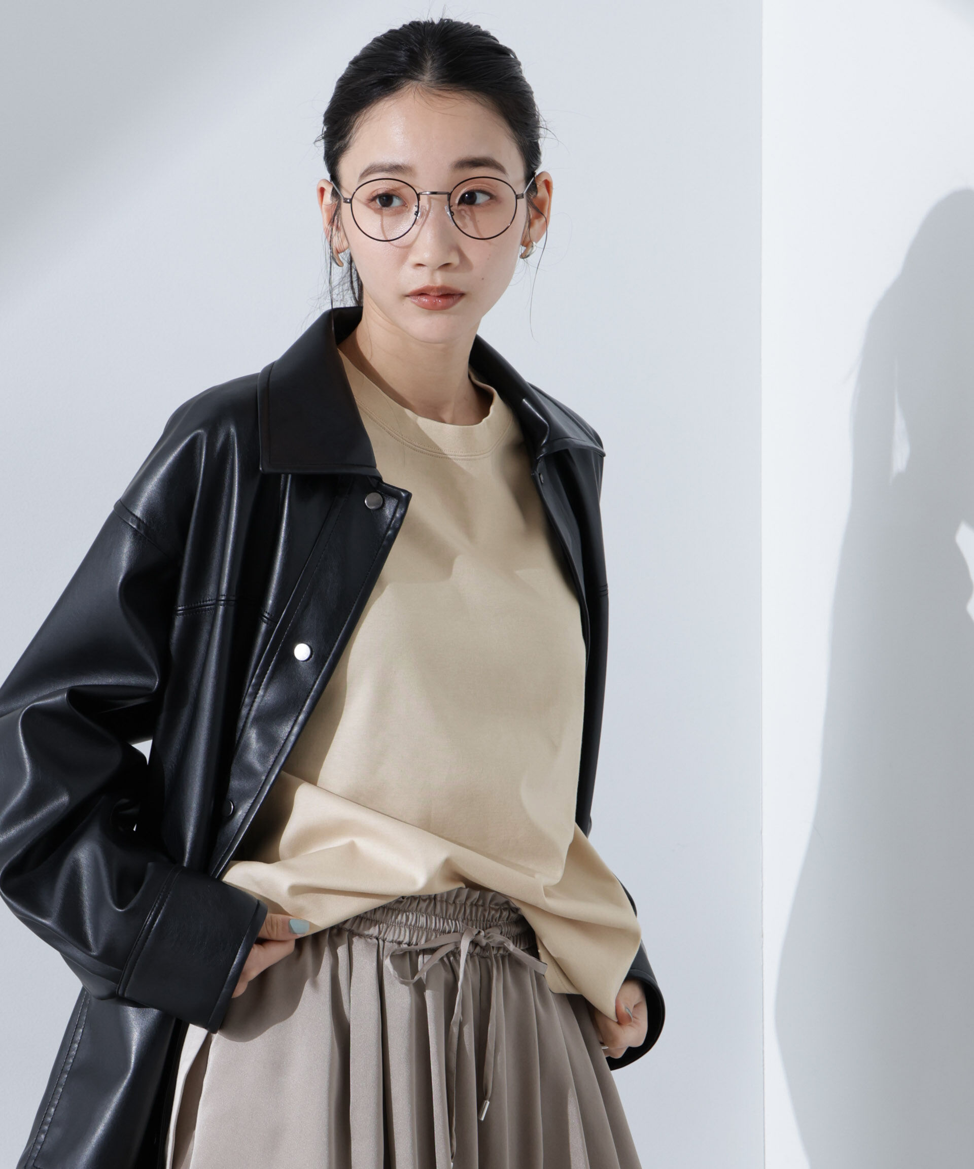 nano･universe「Anti SmellスムースシルケットロングスリーブTシャツ」|Tシャツ・カットソー|ベージュ