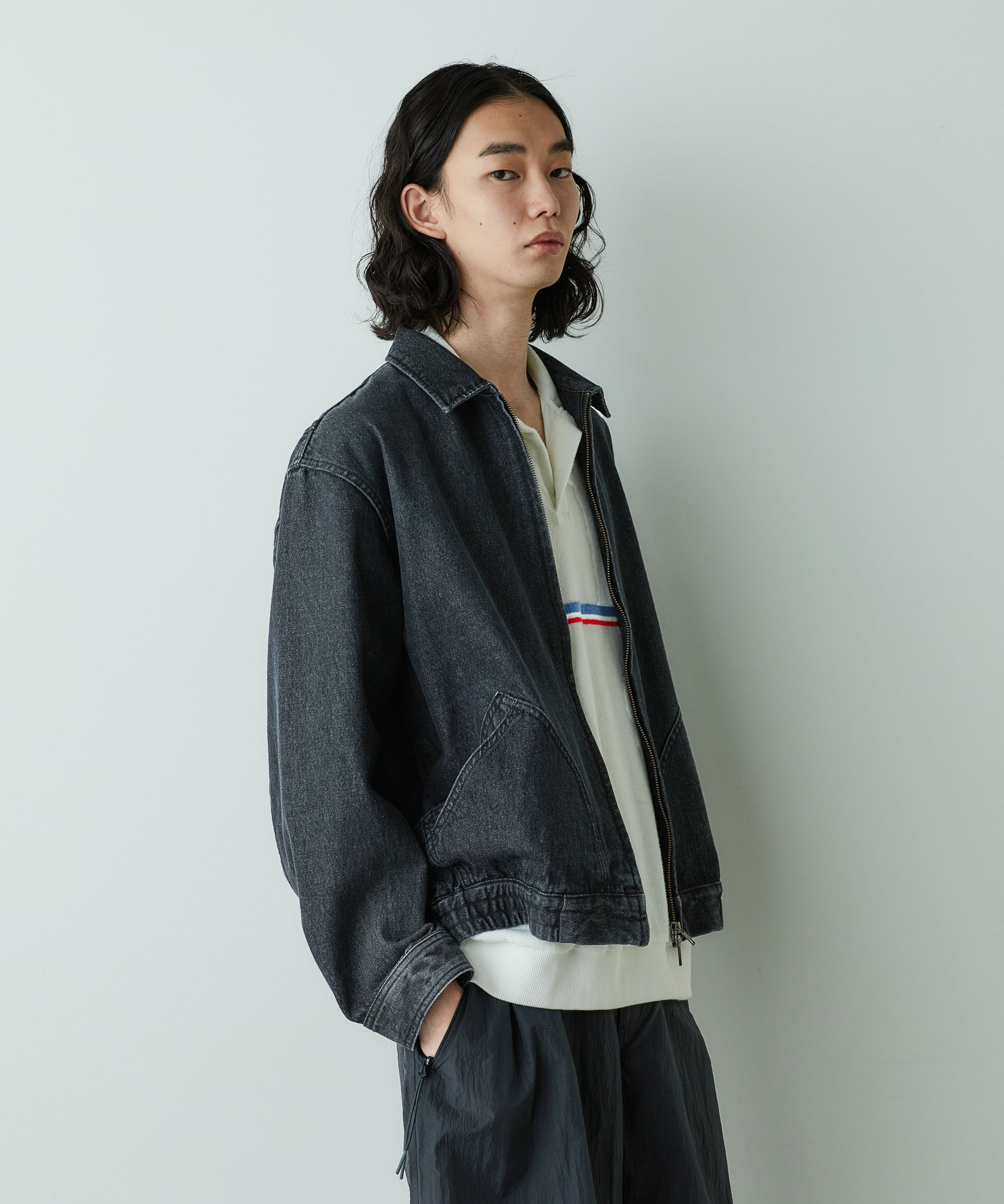 nano･universe「「HOTEL PALACE」オテルパラス 11.5ozバイオブリーチデニムブルゾン」|ブルゾン・スタジャン|