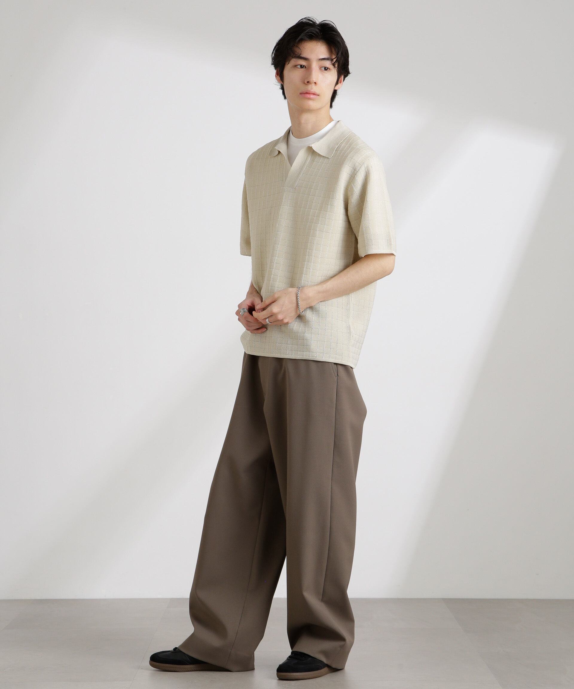 nano･universe「透かし編みスキッパーニット 半袖」|ニット・セーター|