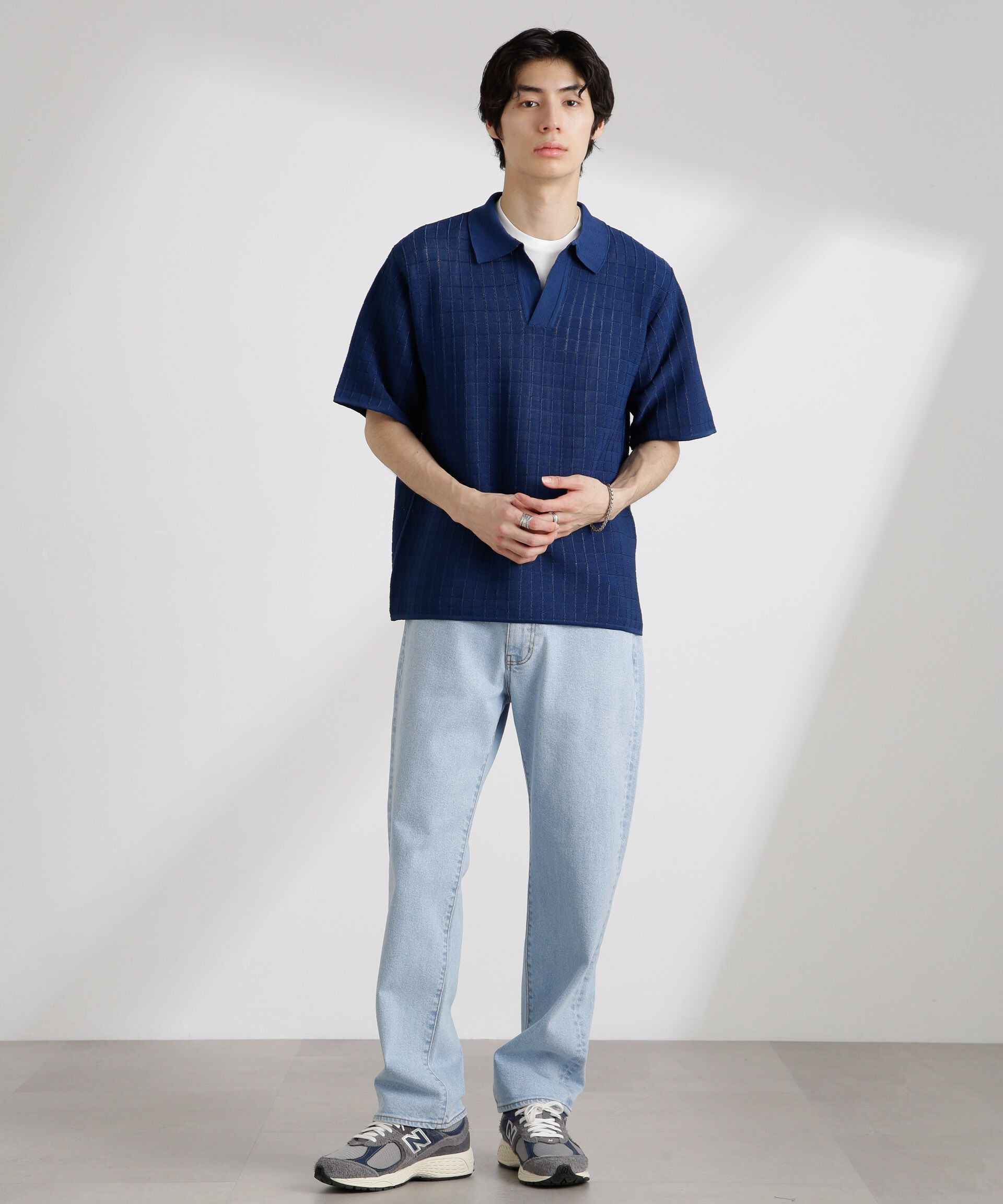 nano･universe「透かし編みスキッパーニット 半袖」|ニット・セーター|