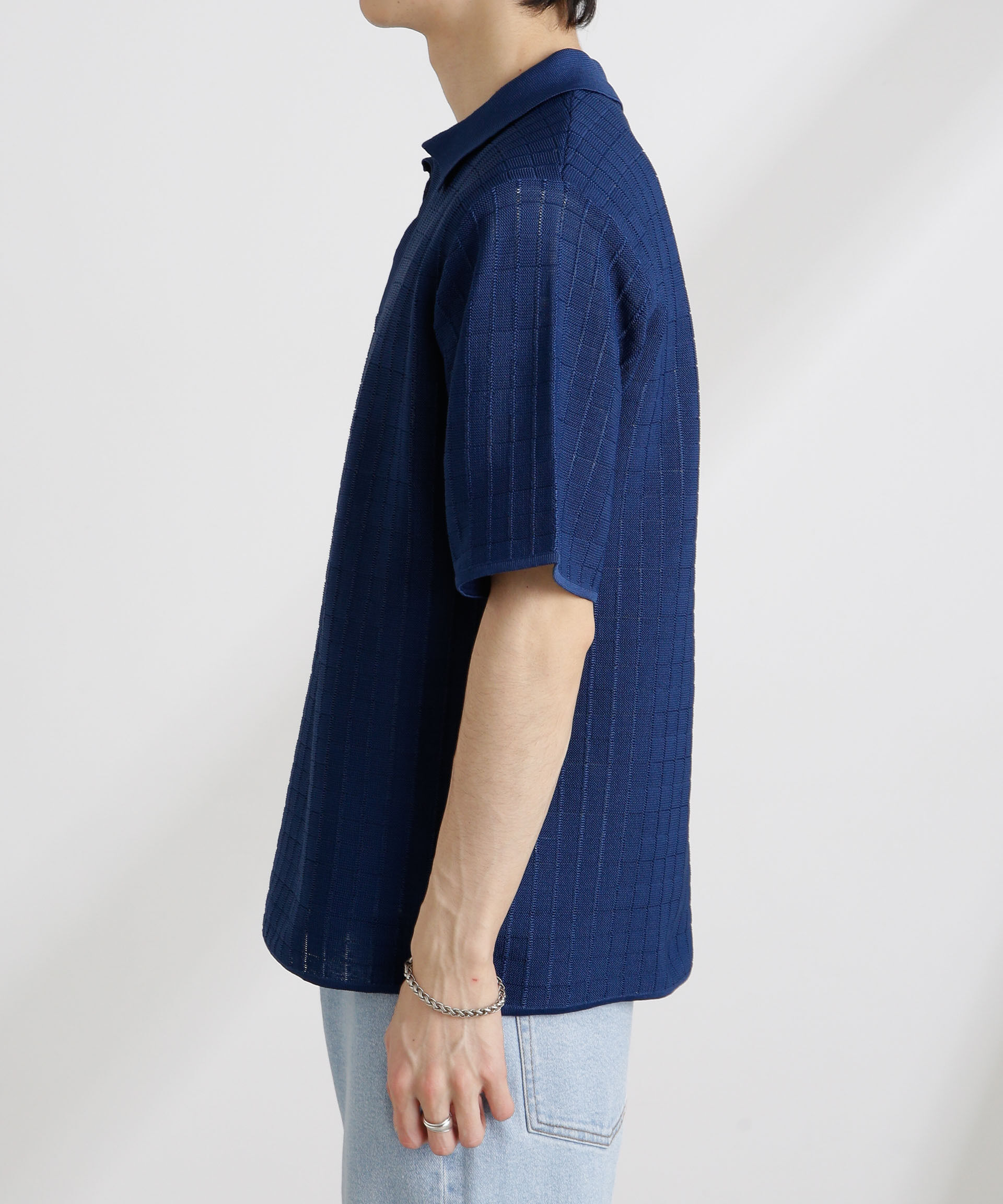 nano･universe「透かし編みスキッパーニット 半袖」|ニット・セーター|