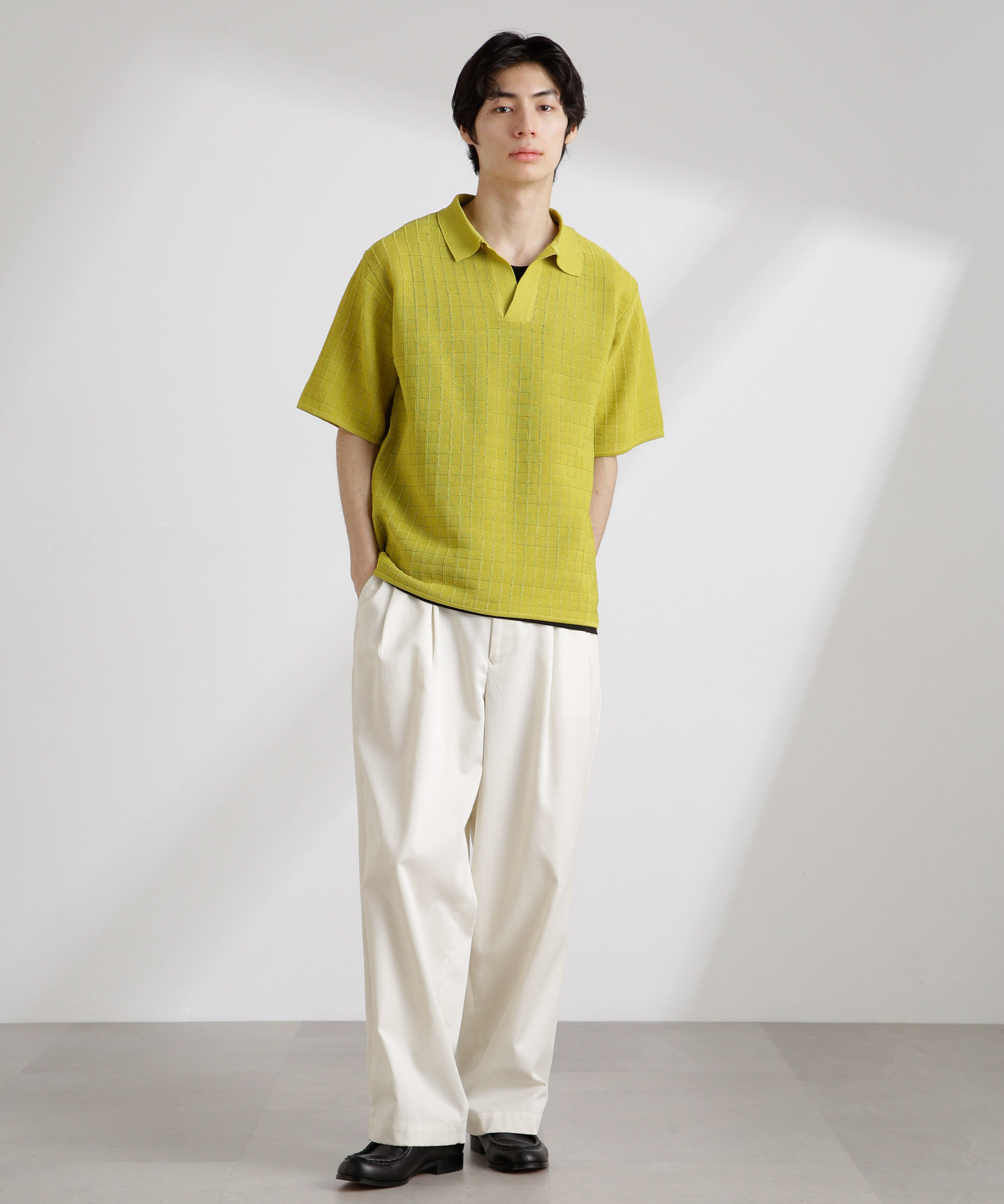 nano･universe「透かし編みスキッパーニット 半袖」|ニット・セーター|