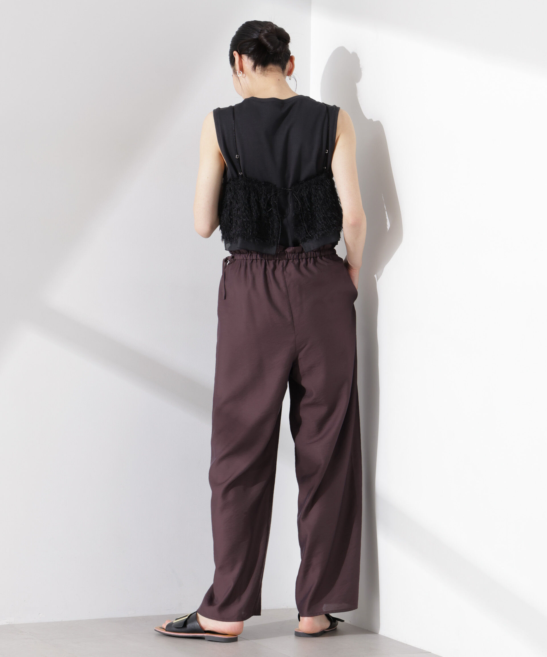 nano･universe「フリルワイドイージーパンツ（セットアップ可）」|チノ|