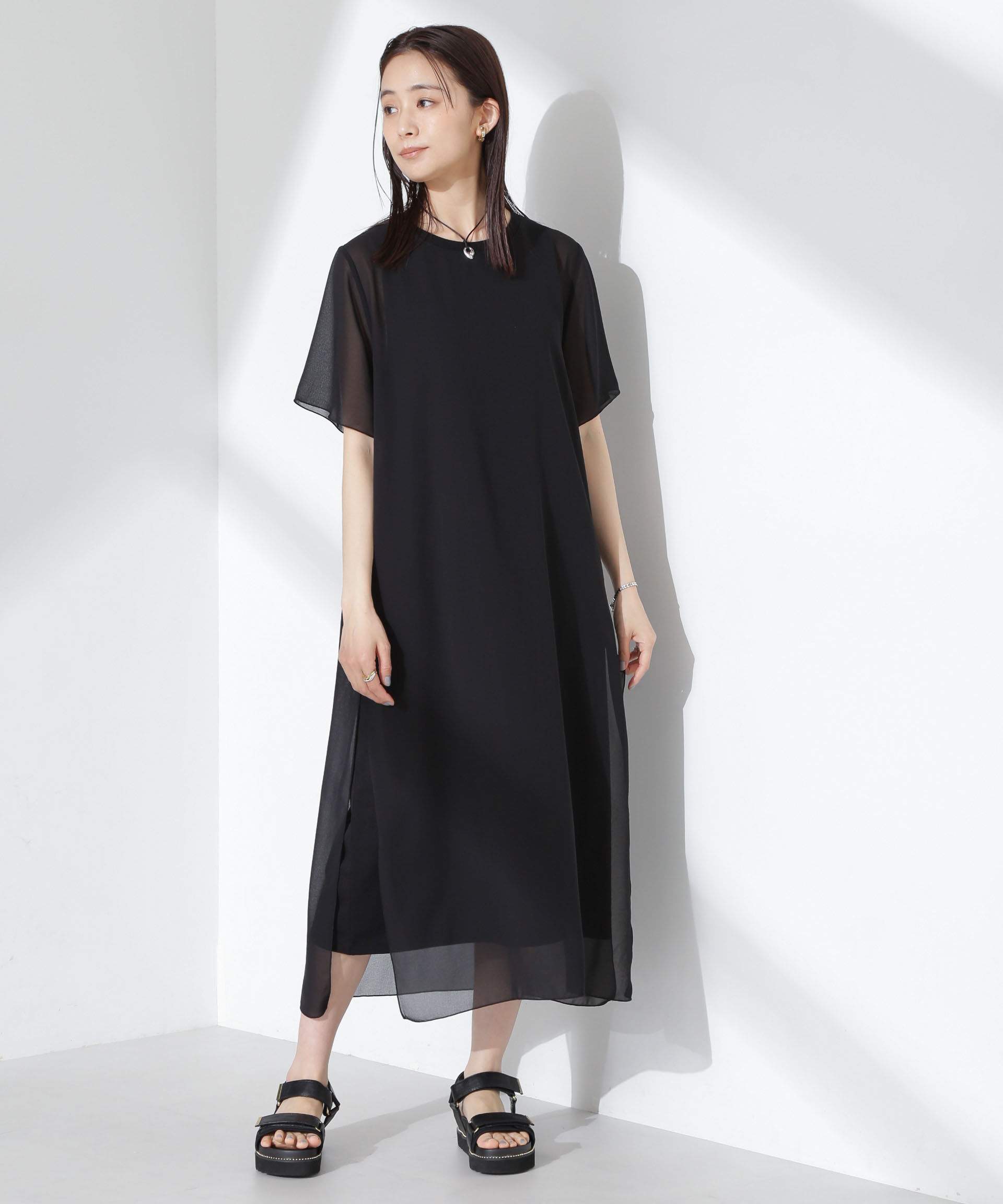 nano･universe「シアーコンビワンピース」|ワンピース|ブラック