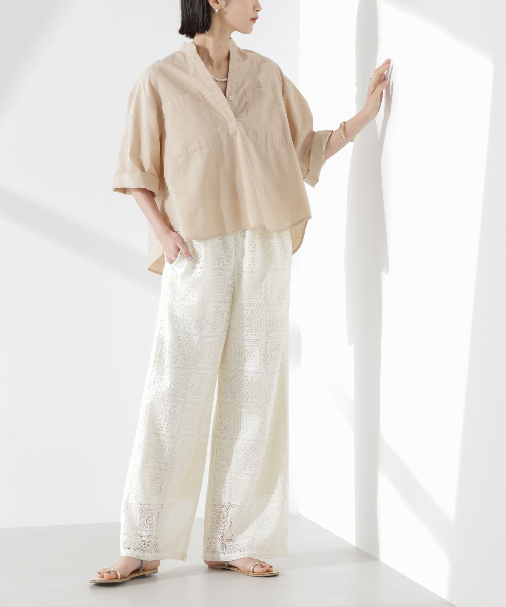 nano･universe「サイド切り替えレースパンツ」|チノ|