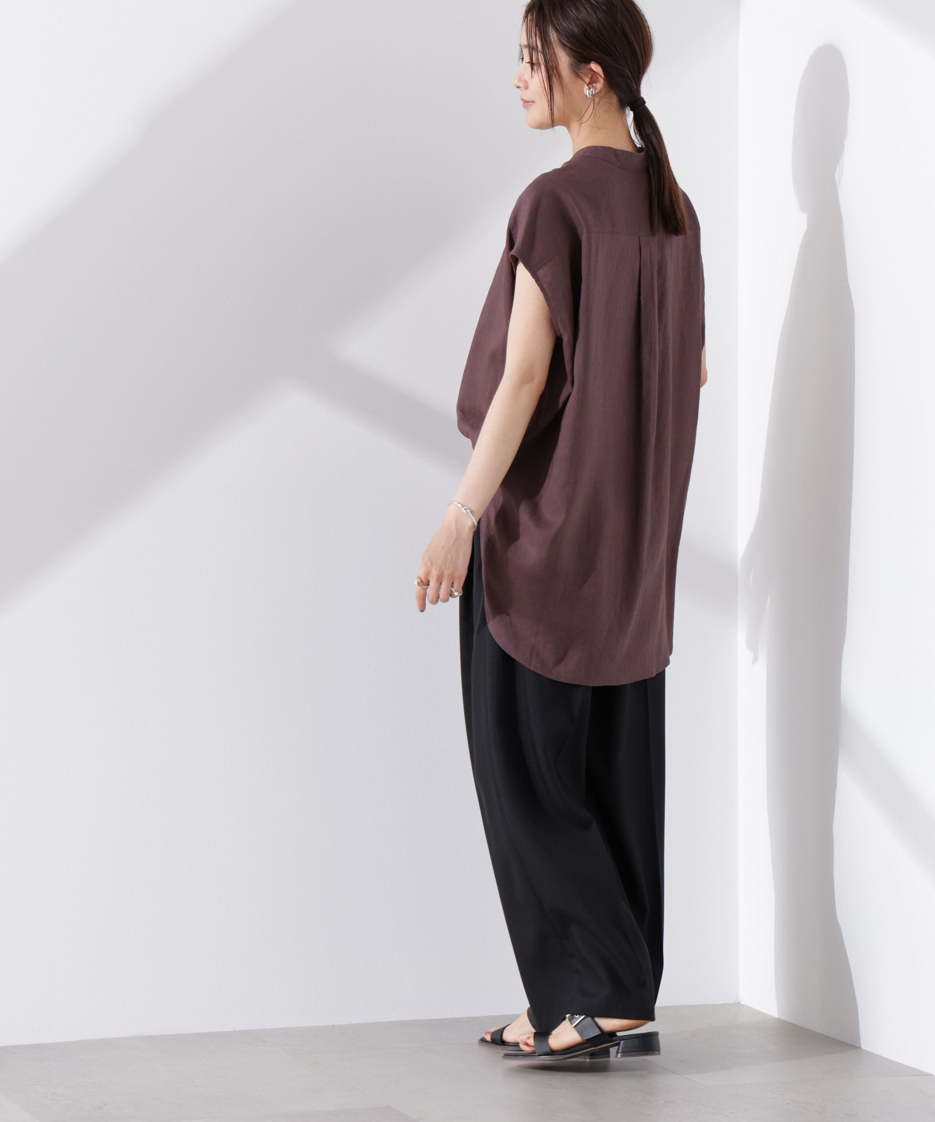 nano･universe「Anti Smell Linen フレンチスリーブシャツ」|シャツ・ブラウス|