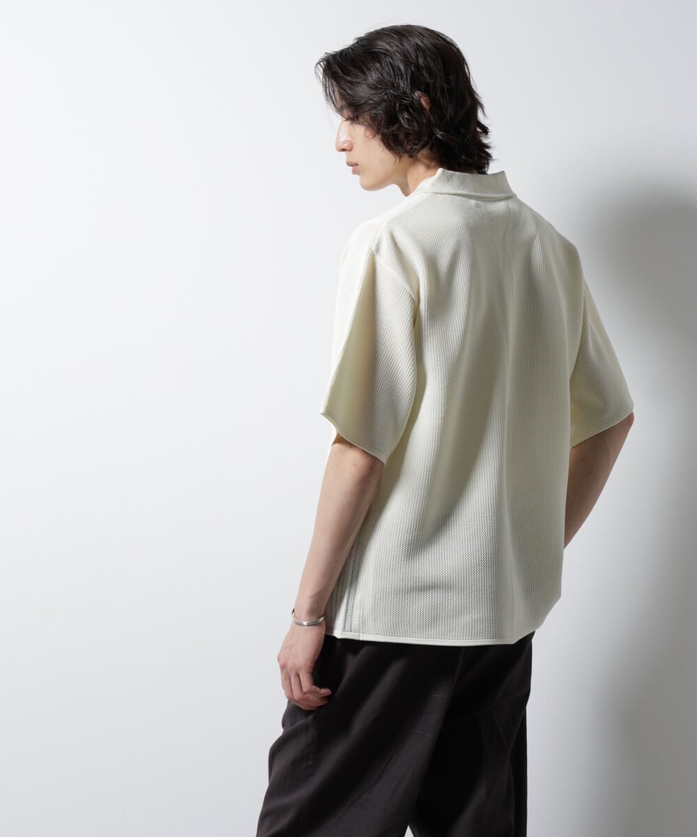 nano･universe「スポンディッシュ メッシュオープンカラーニットシャツ」|ニット・セーター|