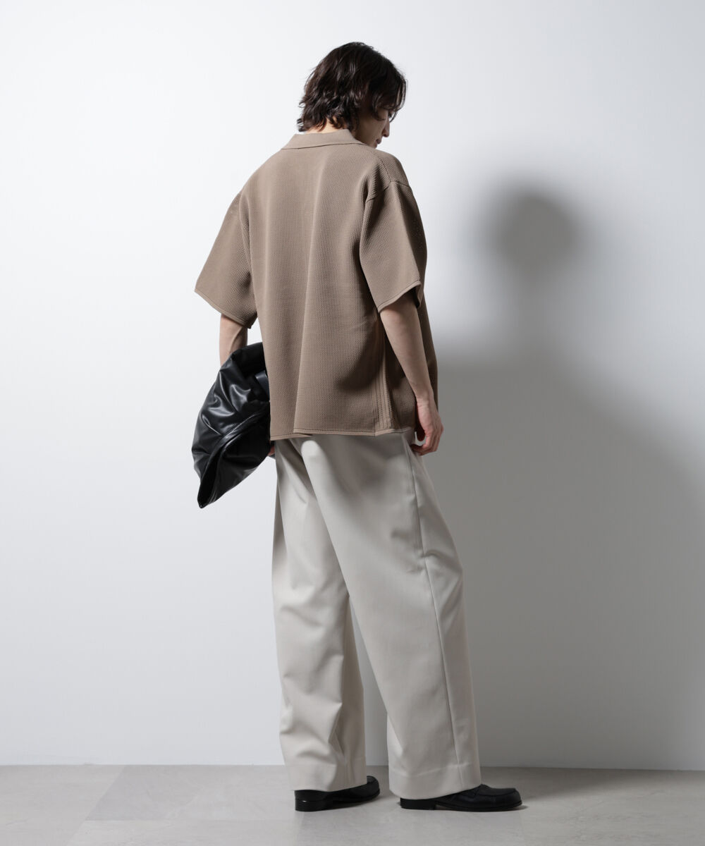 nano･universe「スポンディッシュ メッシュオープンカラーニットシャツ」|ニット・セーター|