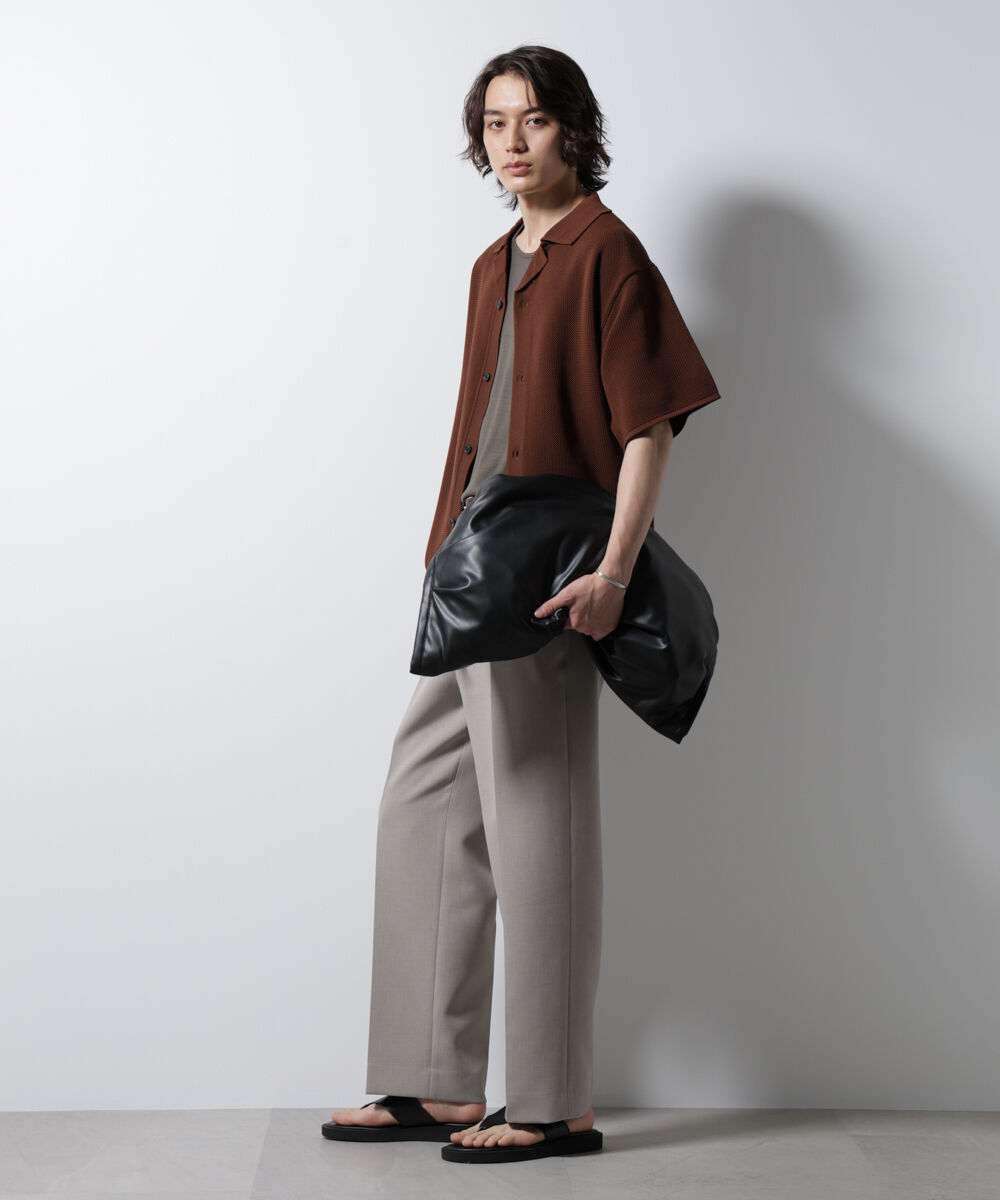 nano･universe「スポンディッシュ メッシュオープンカラーニットシャツ」|ニット・セーター|