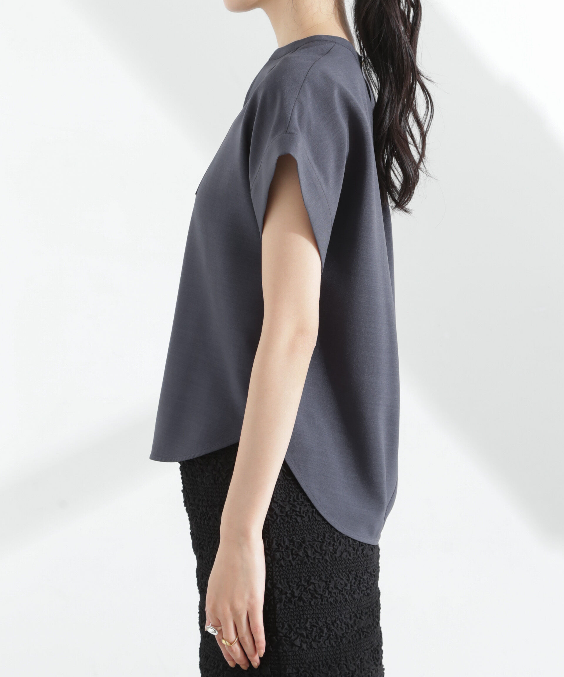 nano･universe「メランジドライ スキッパータックブラウス(セットアップ可)」|シャツ・ブラウス|