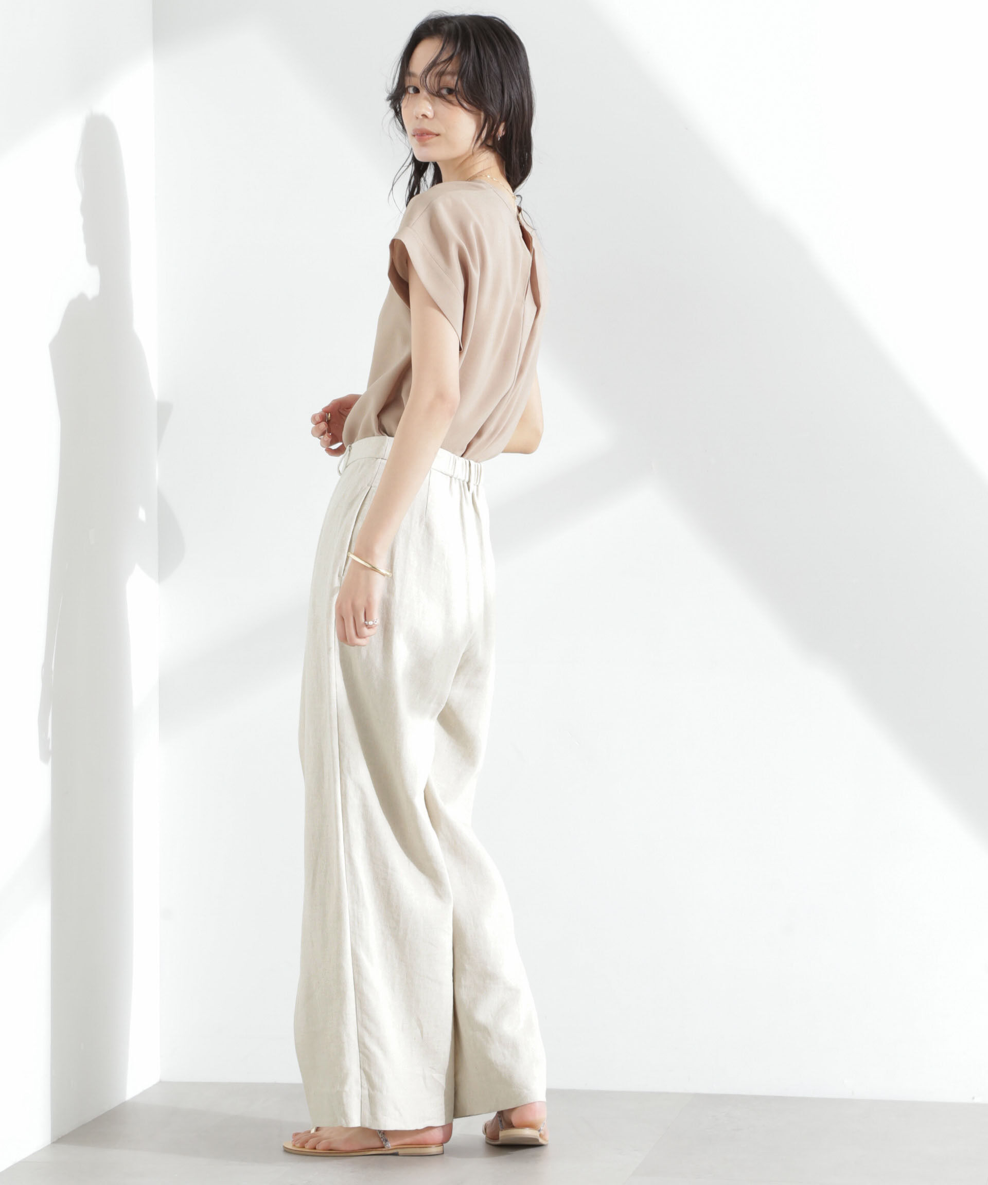 nano･universe「メランジドライ スキッパータックブラウス(セットアップ可)」|シャツ・ブラウス|