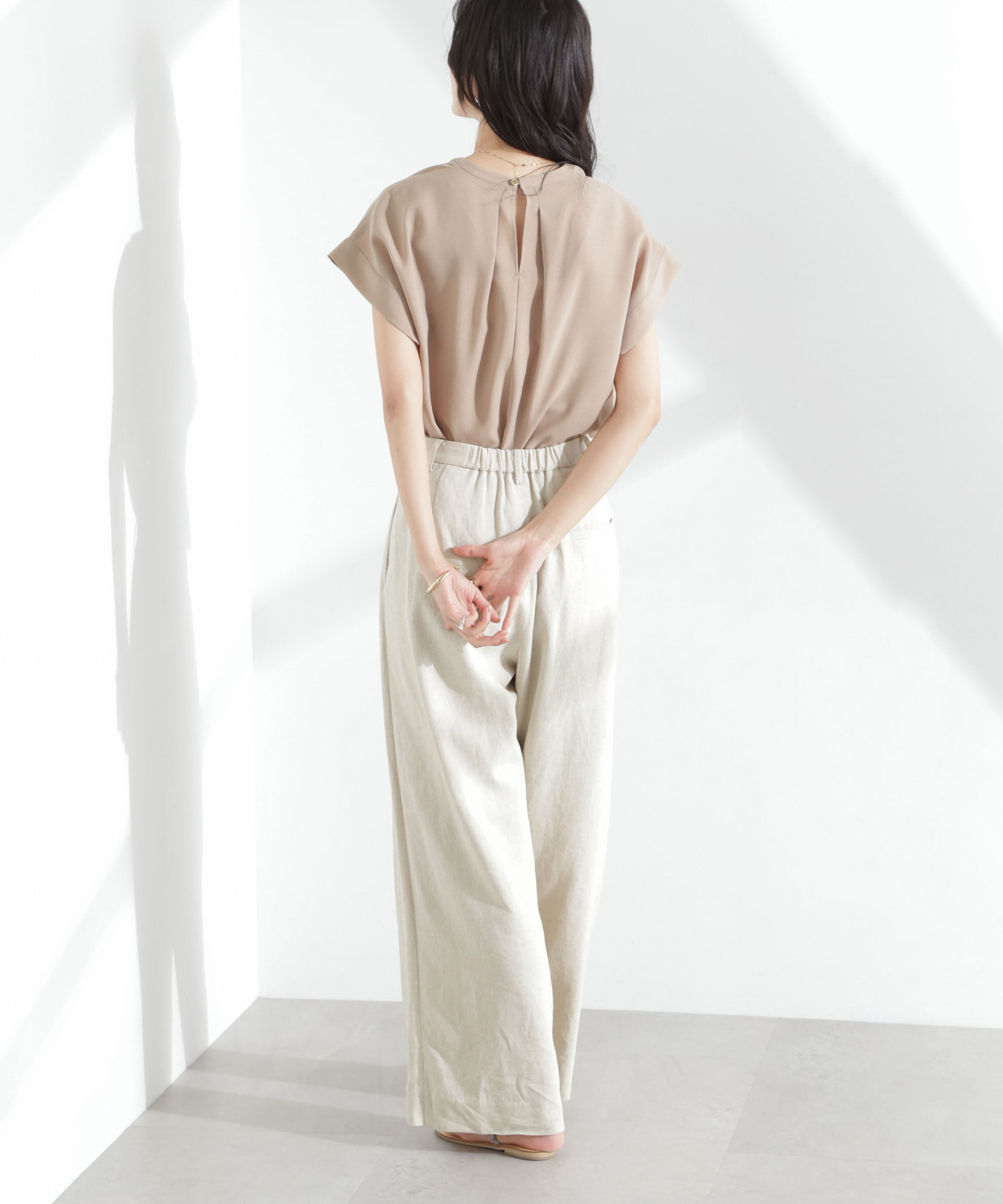 nano･universe「メランジドライ スキッパータックブラウス(セットアップ可)」|シャツ・ブラウス|