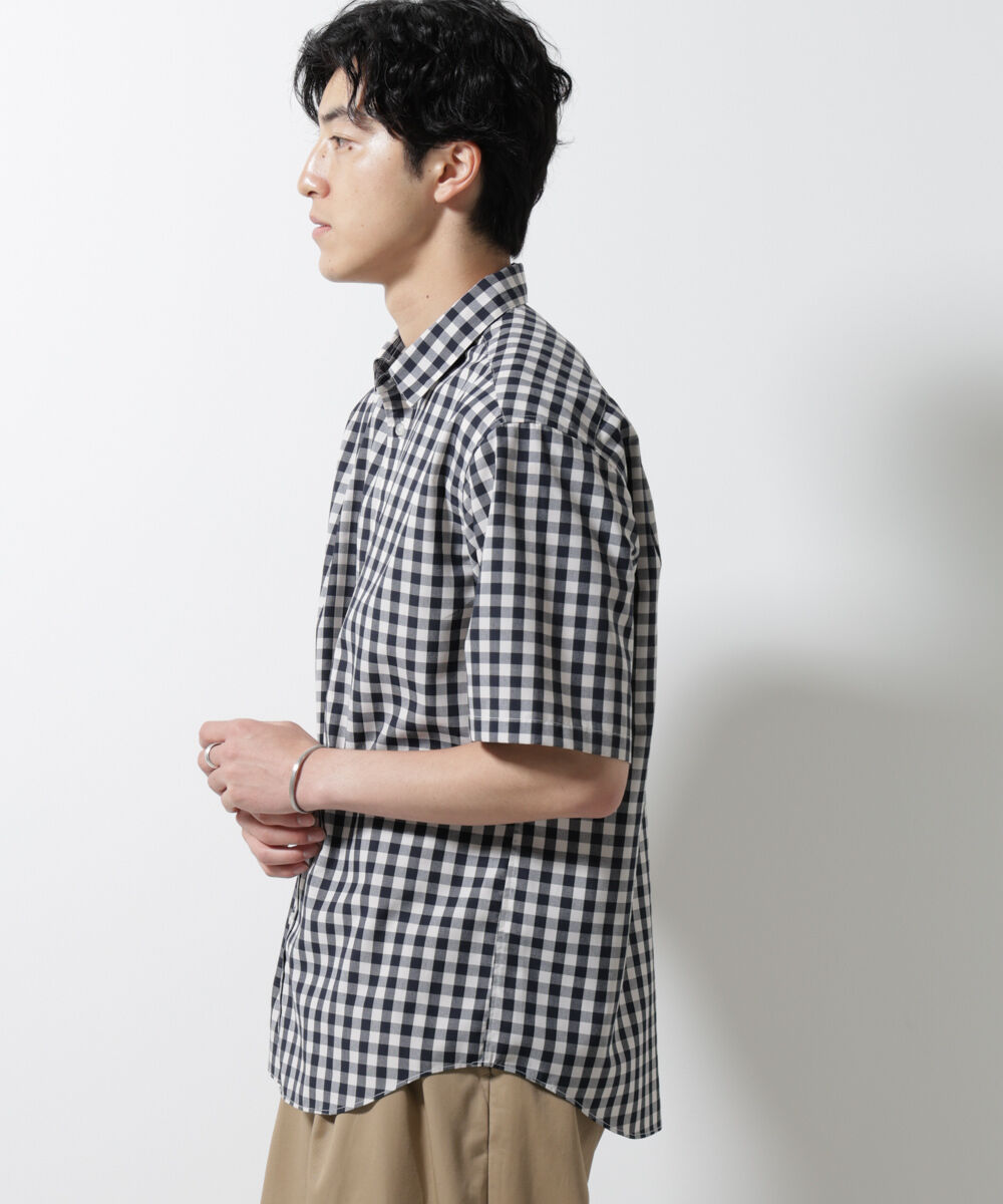 nano･universe「オリジナルギンガムシャツ 半袖」|シャツ・ブラウス|ホワイト