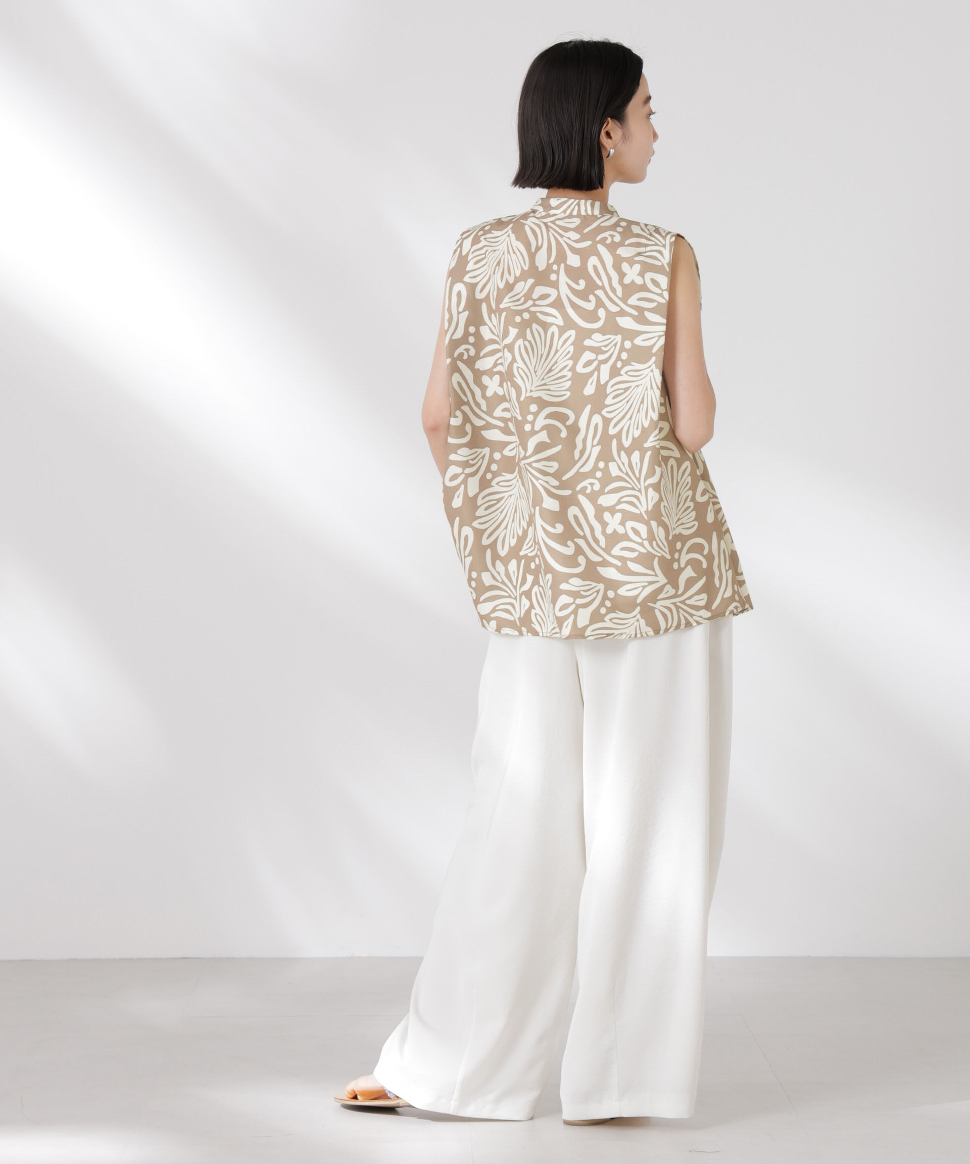 nano･universe「ボタニカルプリントノースリーブフレアブラウス(セットアップ可)」|シャツ・ブラウス|