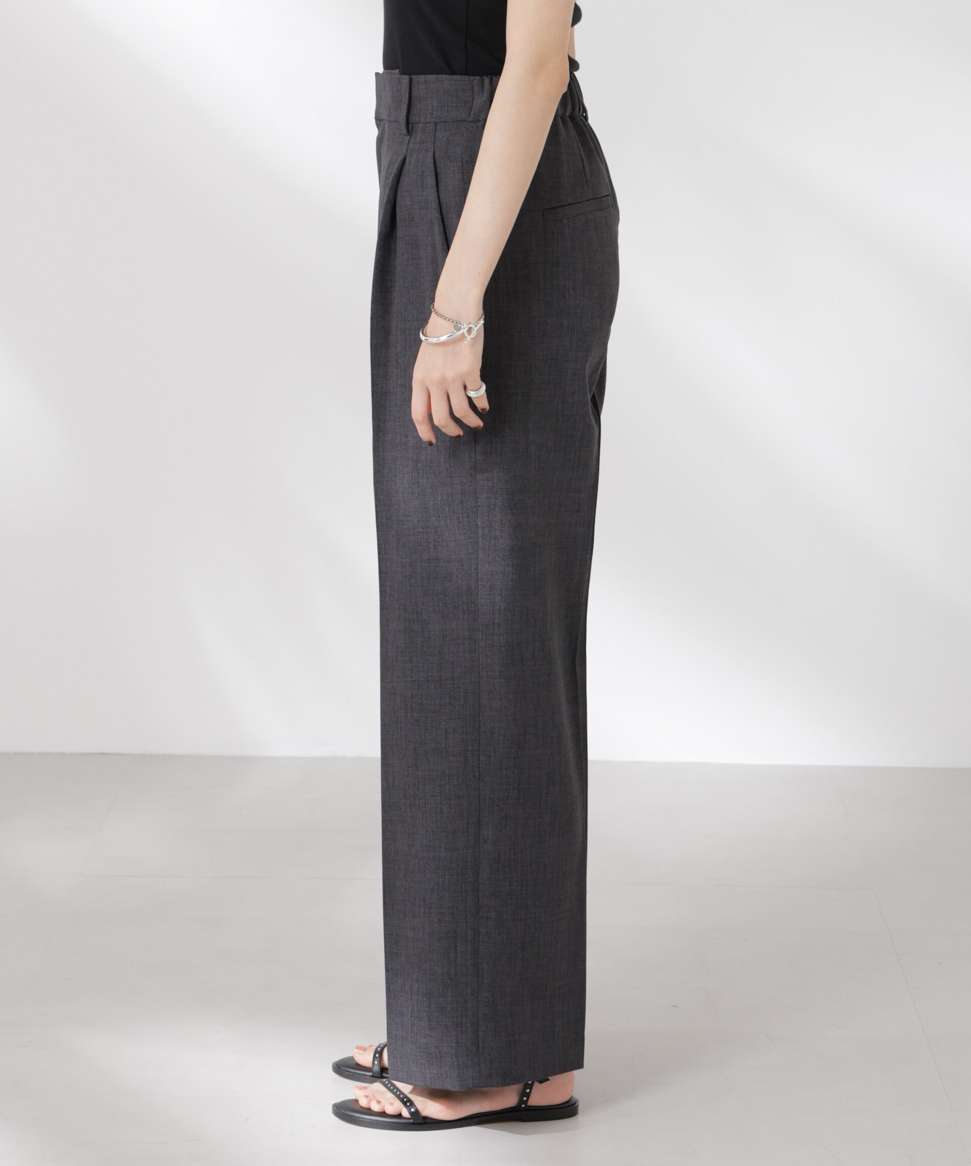 nano･universe「リネンライクセンタープレスタックパンツ(セットアップ可)」|チノ|