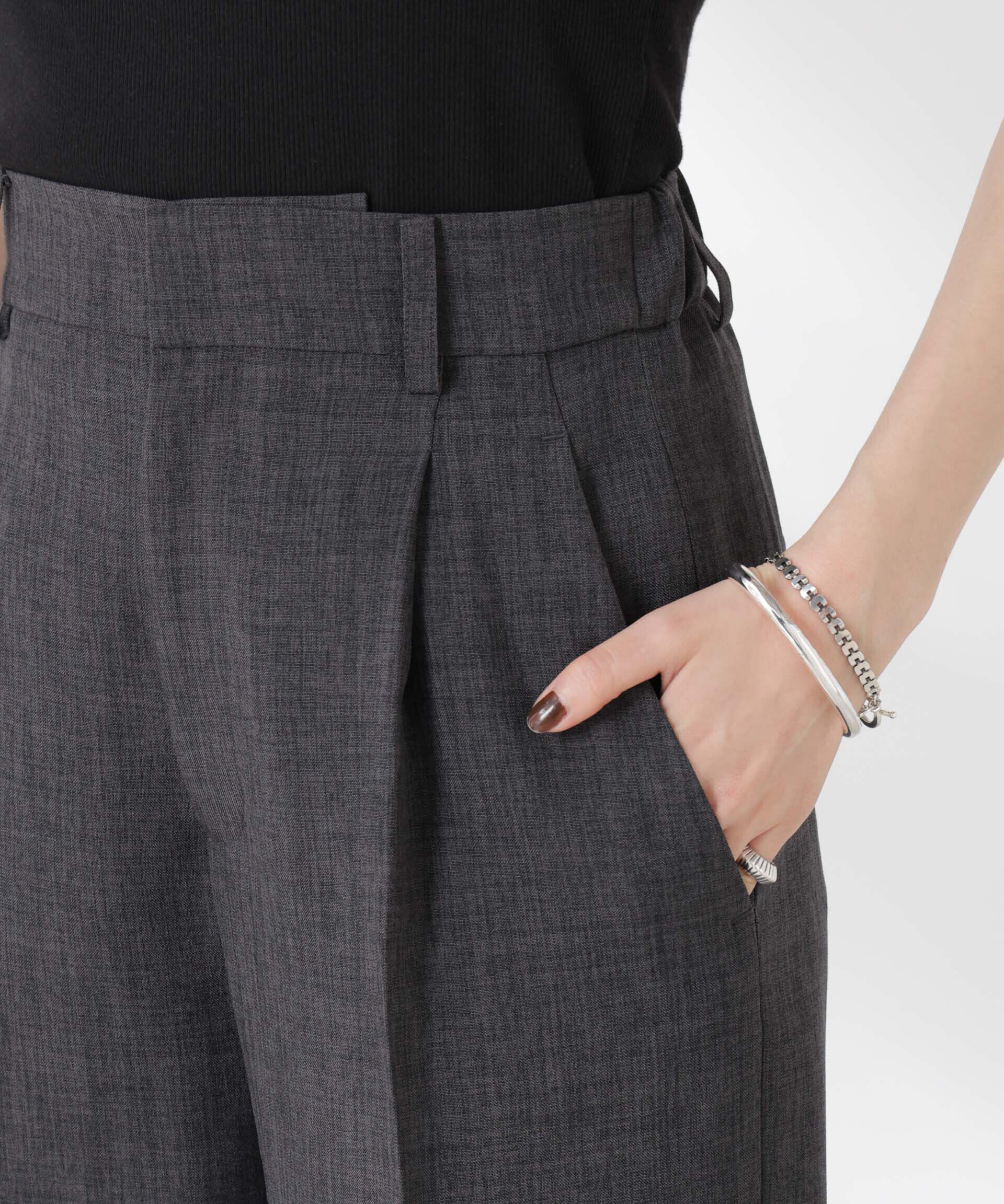 nano･universe「リネンライクセンタープレスタックパンツ(セットアップ可)」|チノ|