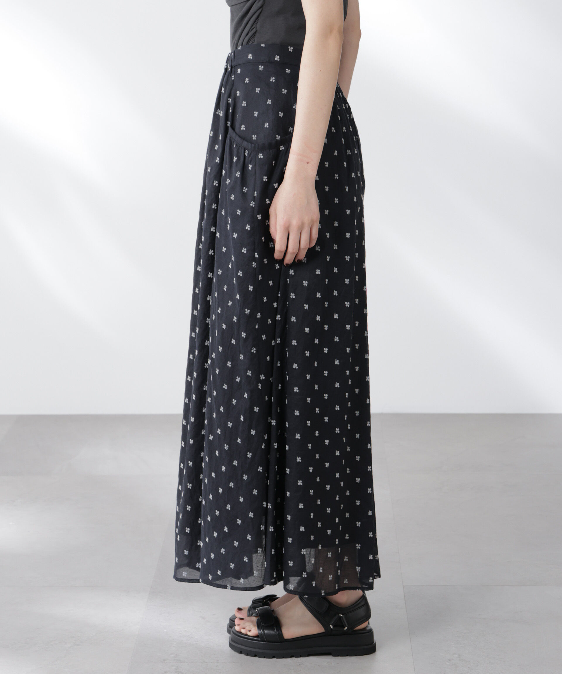 nano･universe「made in india コットンフロッキーフラワースカート」|スカート|