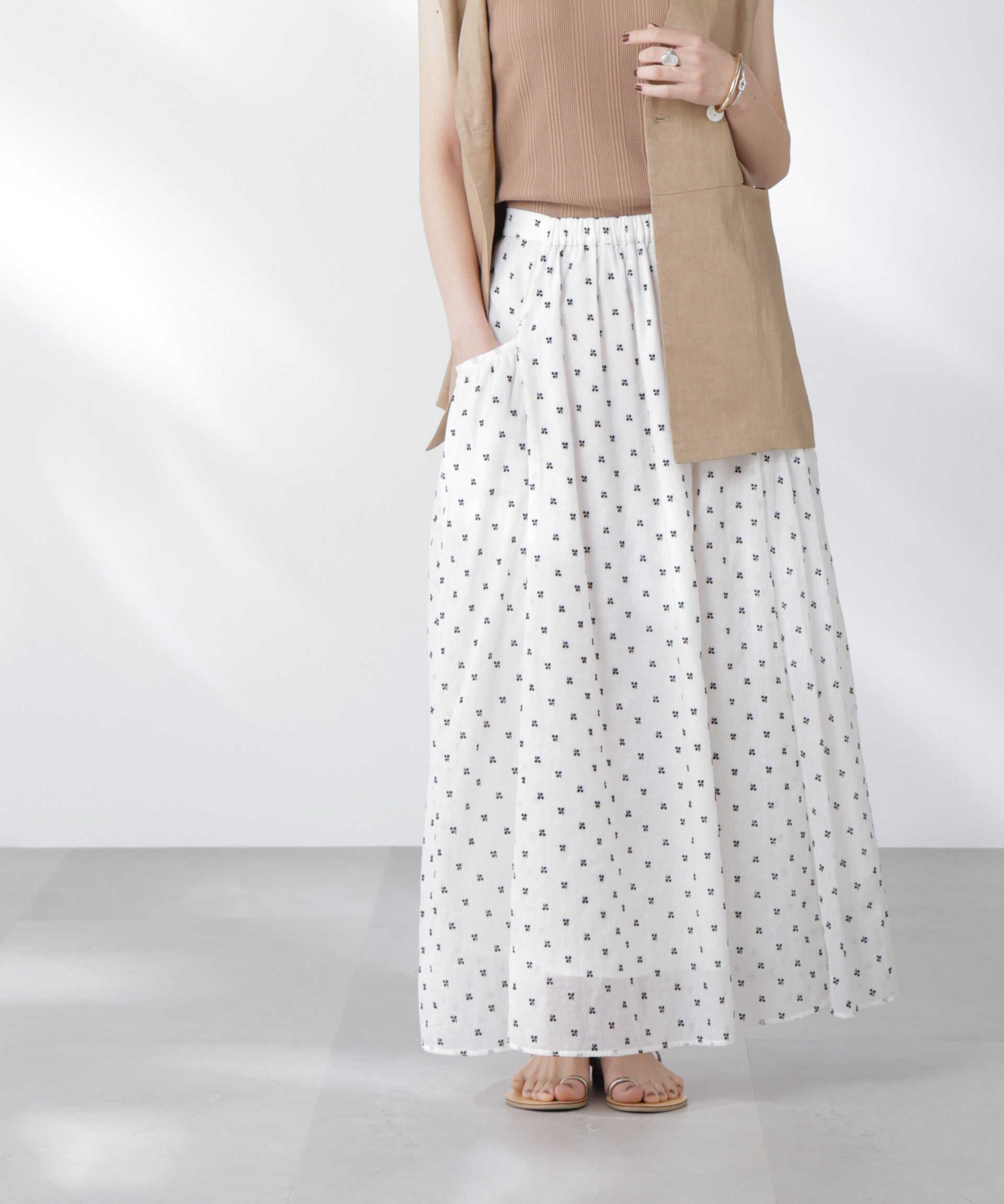 nano･universe「made in india コットンフロッキーフラワースカート」|スカート|