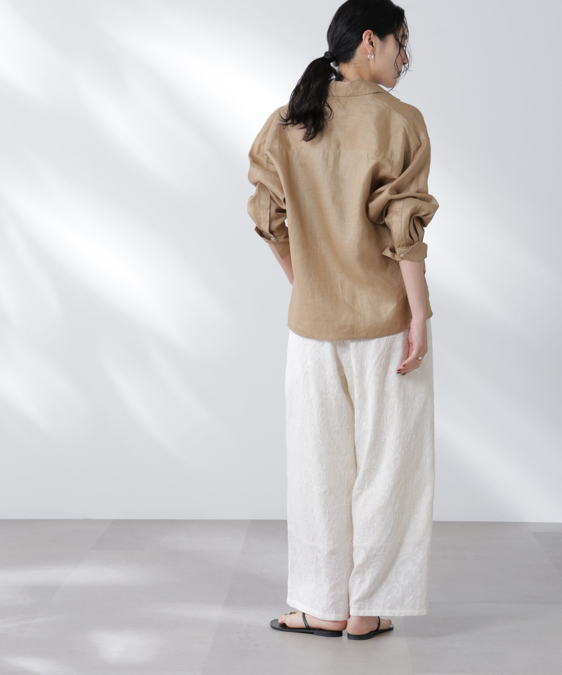 nano･universe「made in india カットワークジャカードパンツ(セットアップ可)」|チノ|