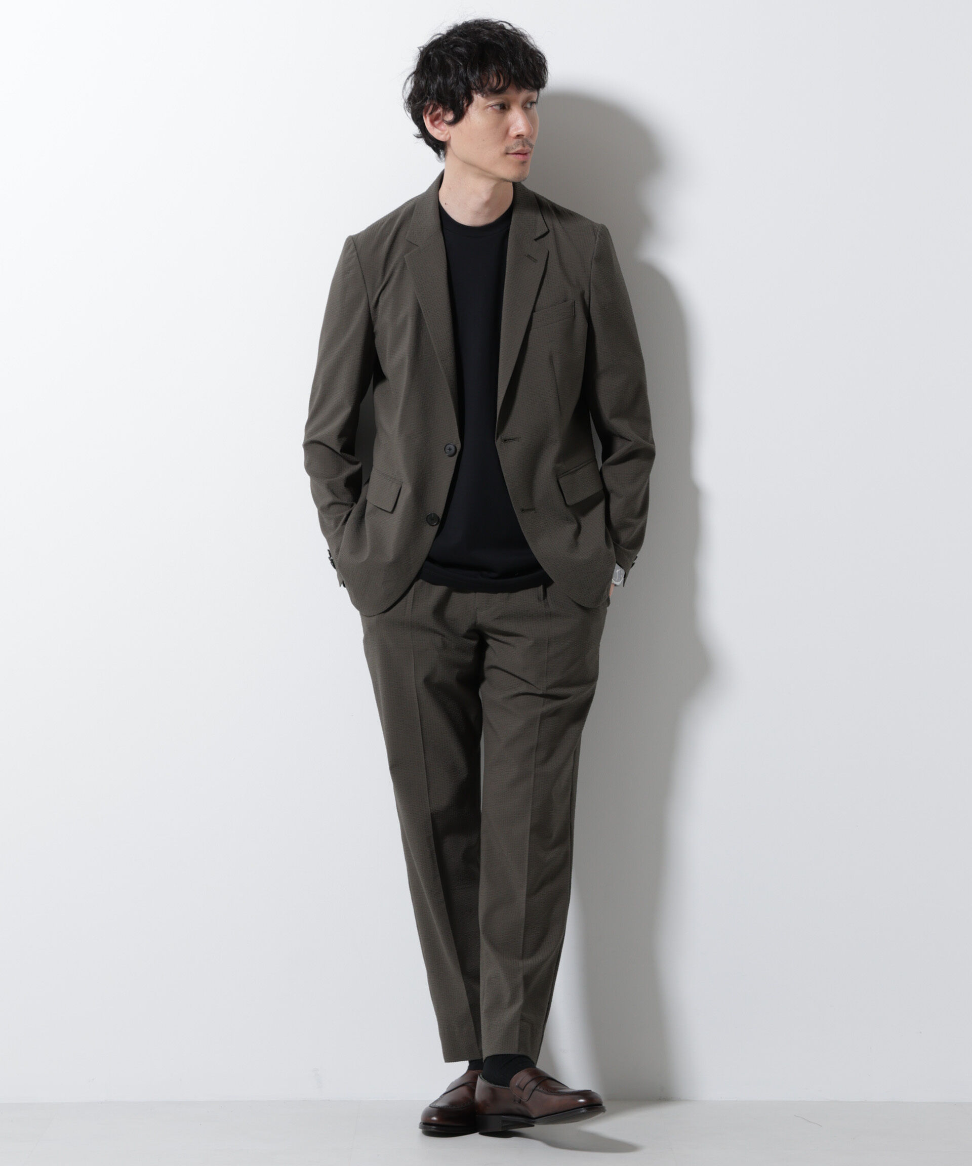 nano･universe「「Damerino」DotAir(R)サッカーストレッチセットアップ/吸水速乾」|スーツ|カーキ