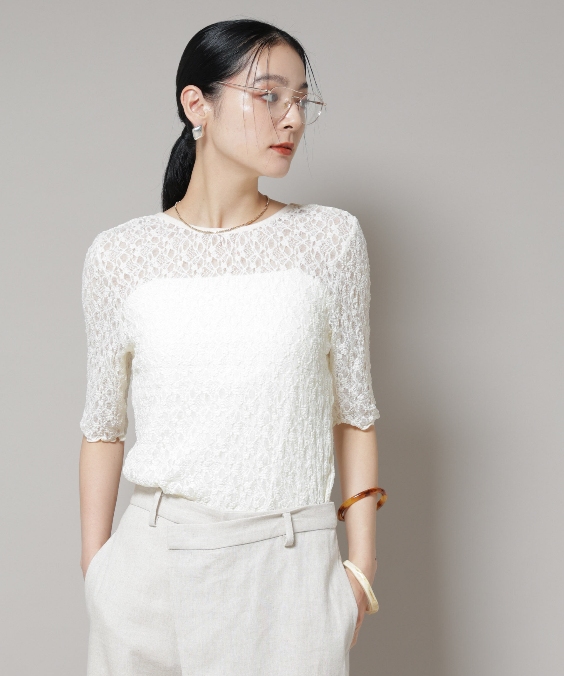 nano･universe「レースバックシャントップス」|Tシャツ・カットソー|