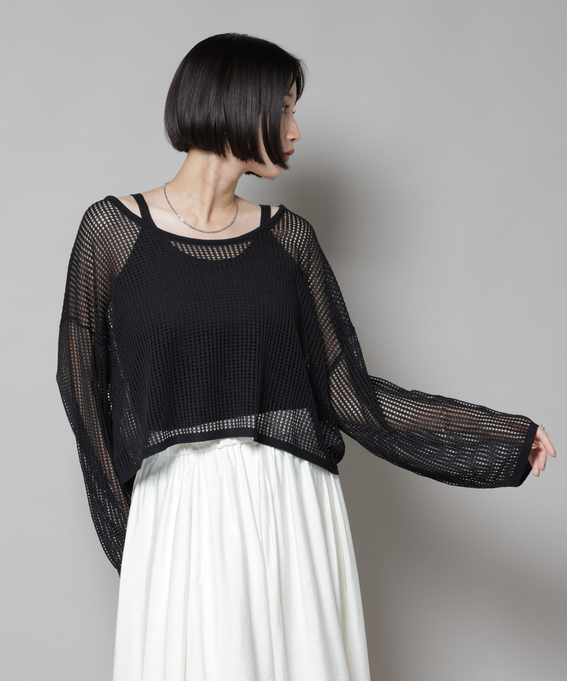 nano･universe「メッシュレイヤードニットアンサンブル」|ニット・セーター|