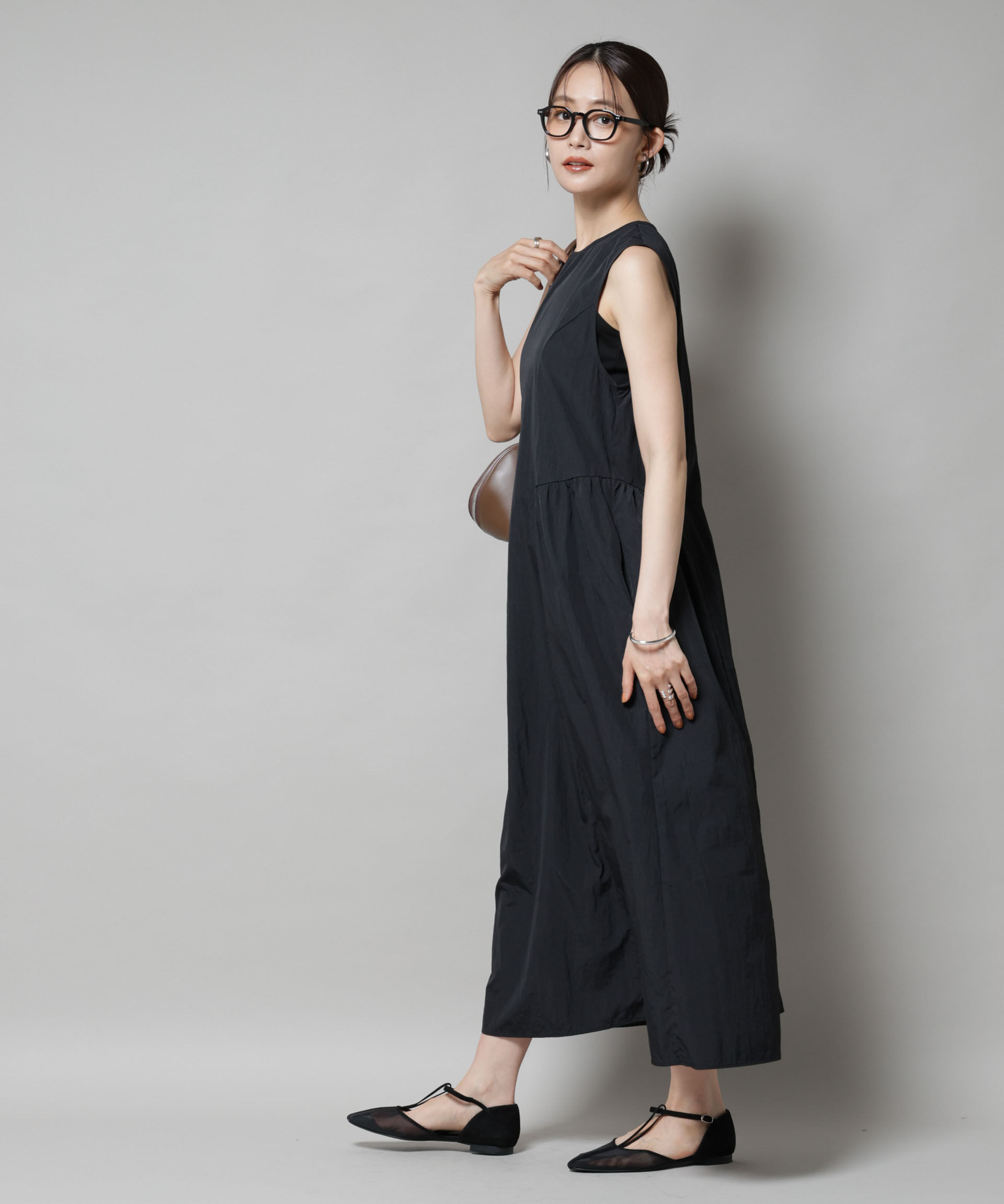 nano･universe「サイドギャザーナイロンワンピース」|ワンピース|