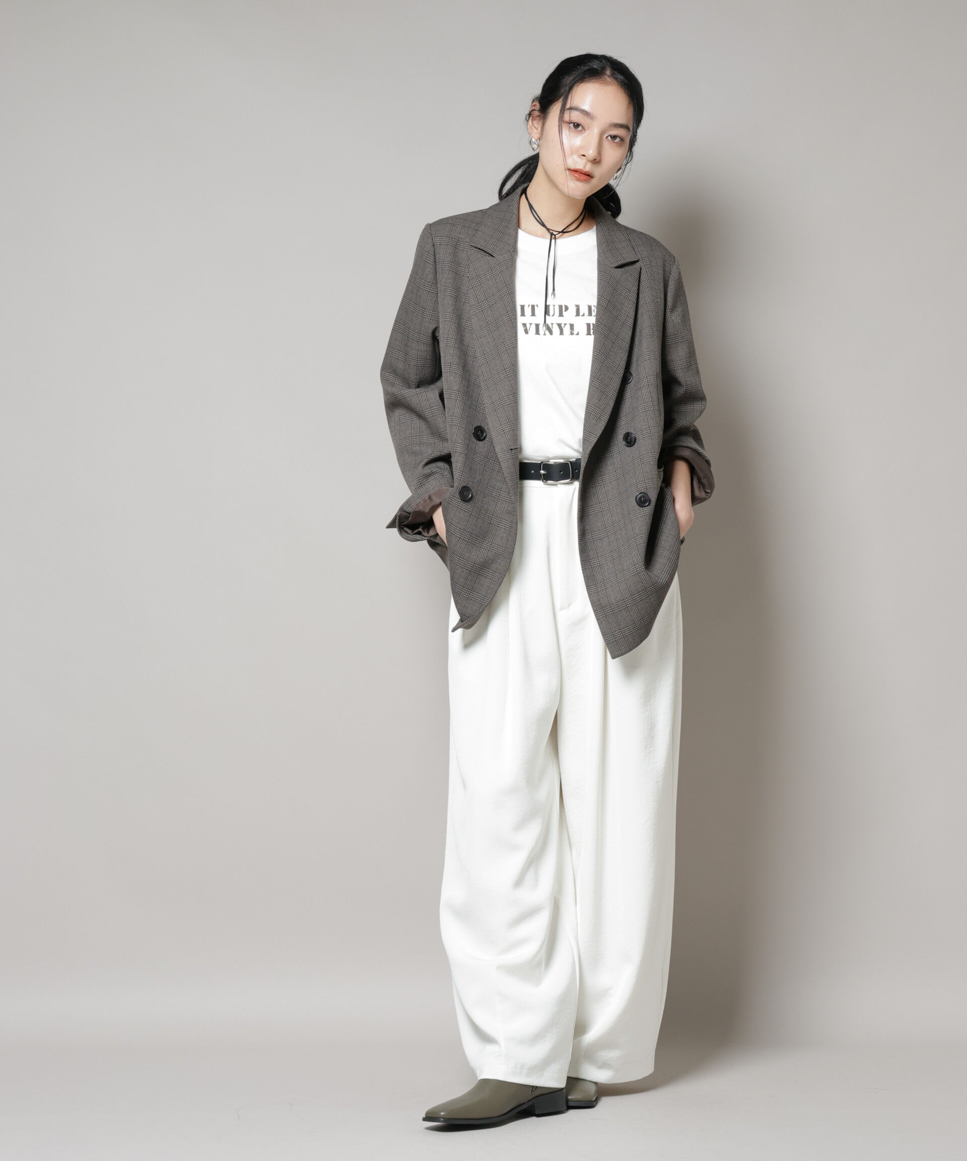 nano･universe「ストレッチサージチェックダブルジャケット(セットアップ可)」|テーラードジャケット|