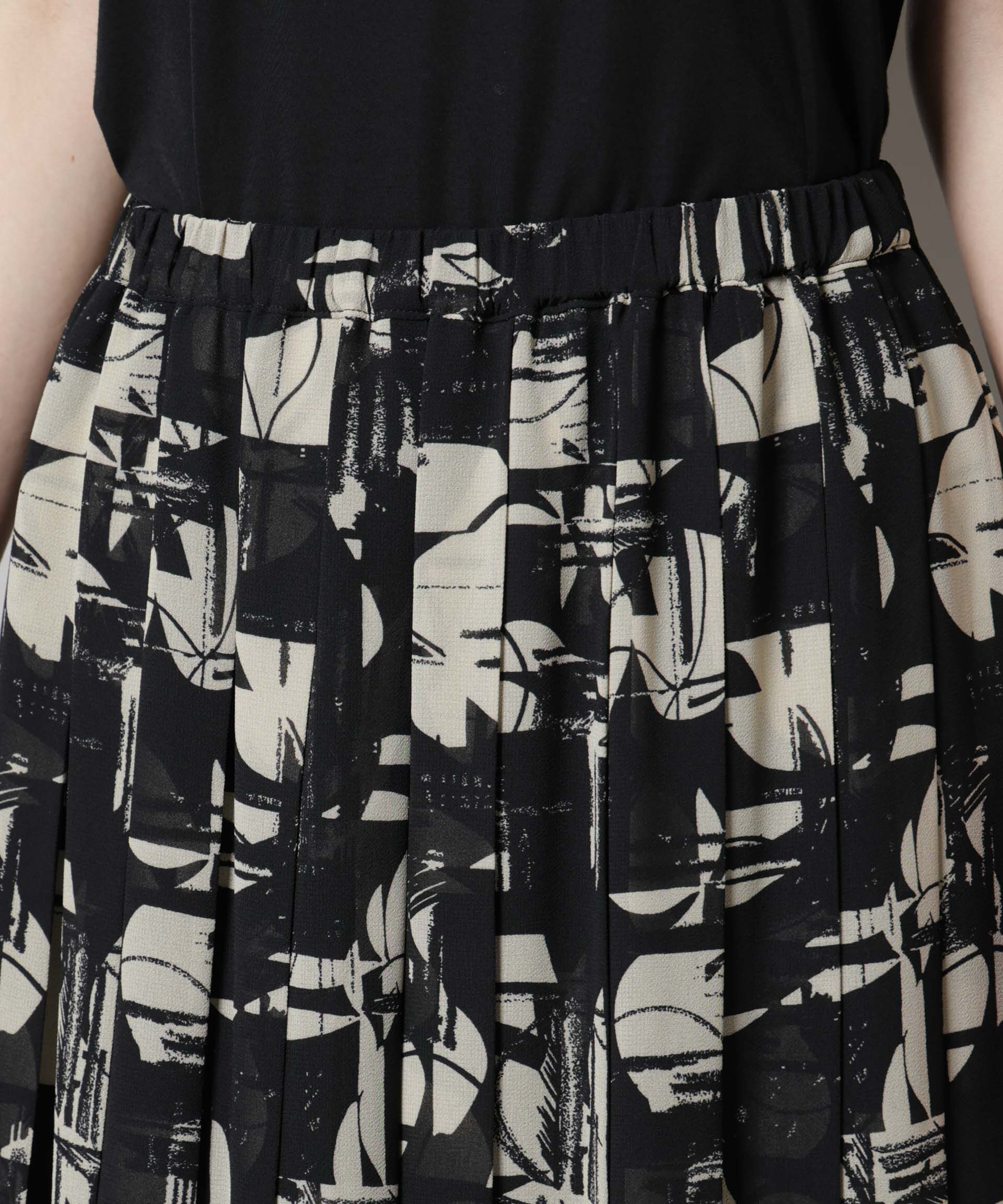 nano･universe「アートプリントジョーゼットプリーツスカート」|スカート|