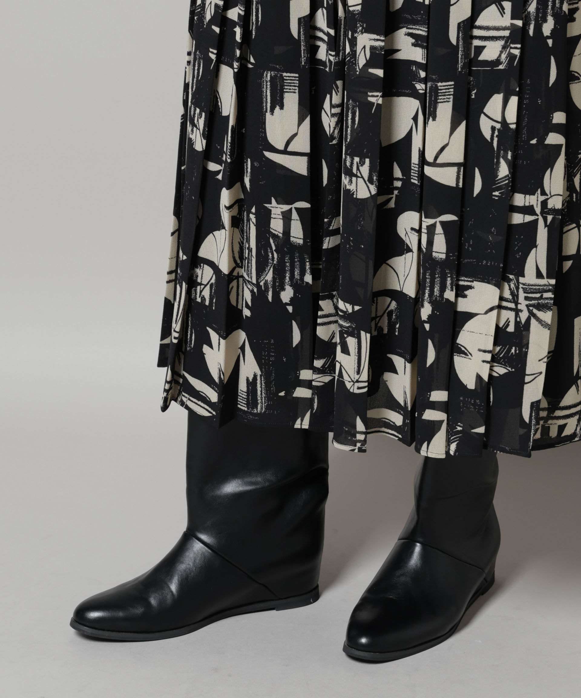 nano･universe「アートプリントジョーゼットプリーツスカート」|スカート|