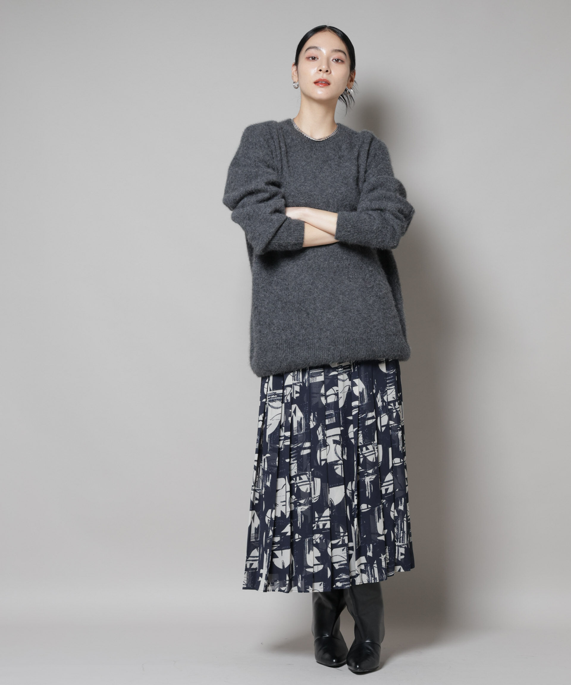 nano･universe「アートプリントジョーゼットプリーツスカート」|スカート|