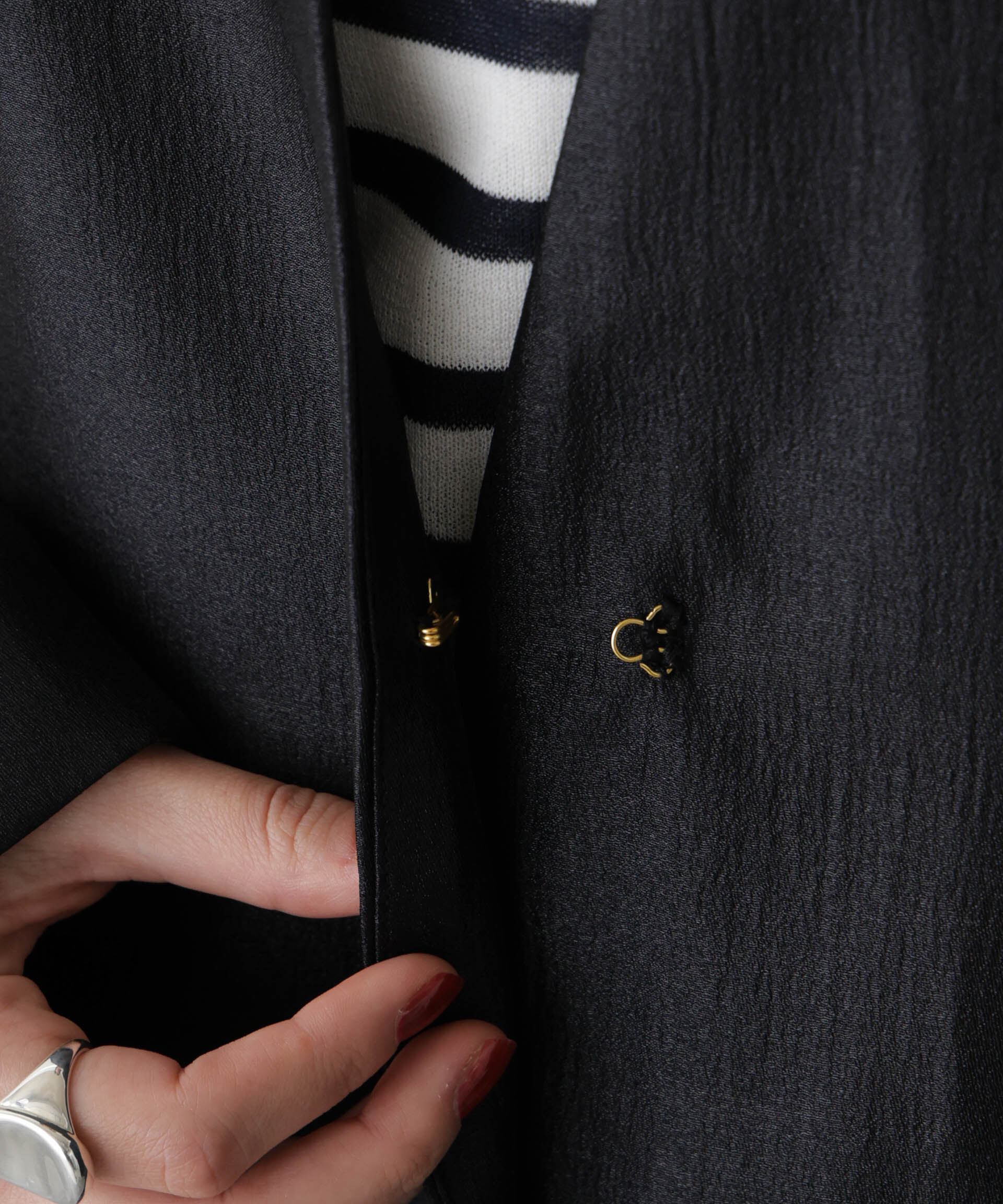 nano･universe「「STEVELOUR」サテンノーカラージャケット(セットアップ可)」|テーラードジャケット|