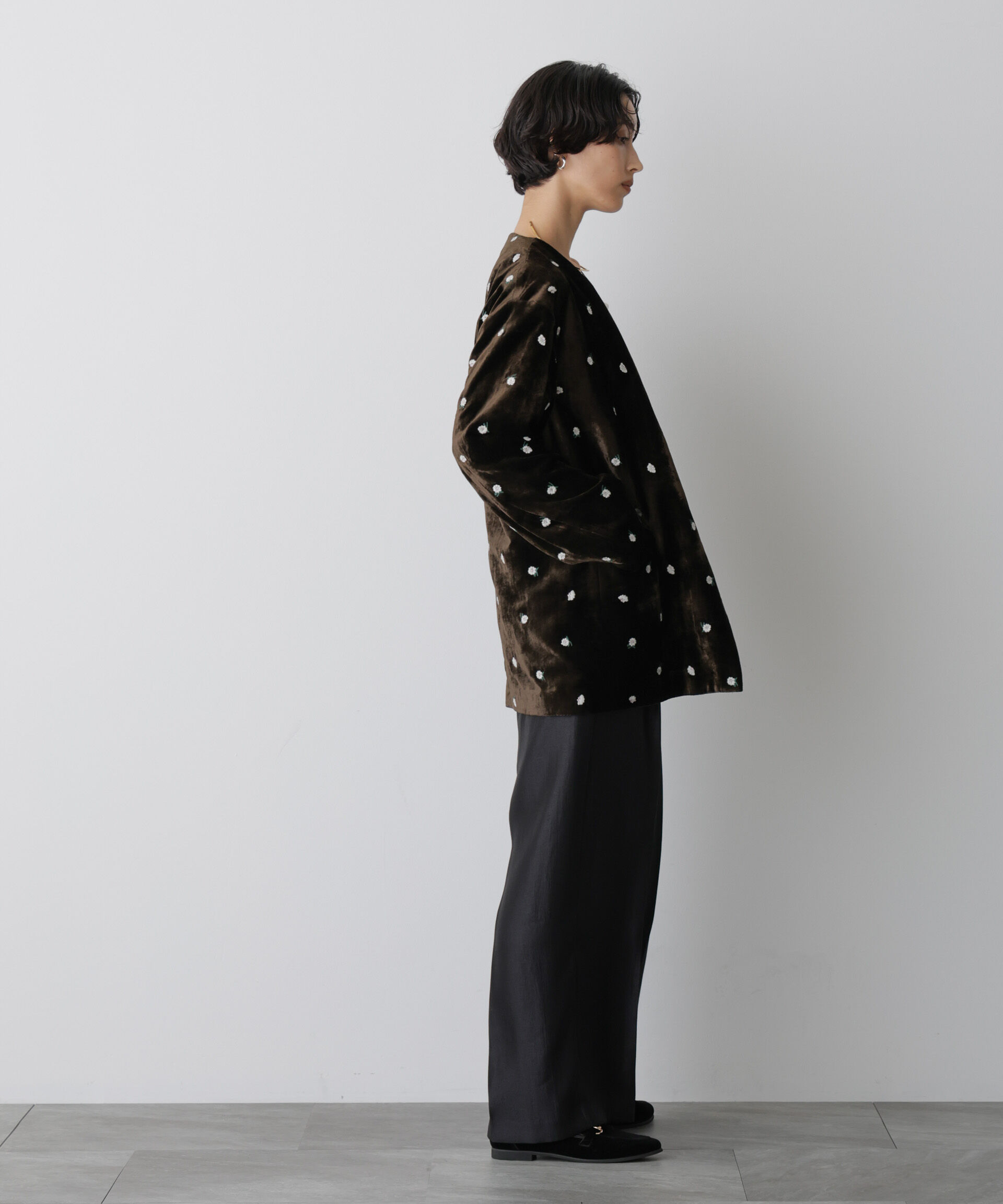 nano･universe「「STEVELOUR」サテンタックワイドパンツ(セットアップ可)」|チノ|