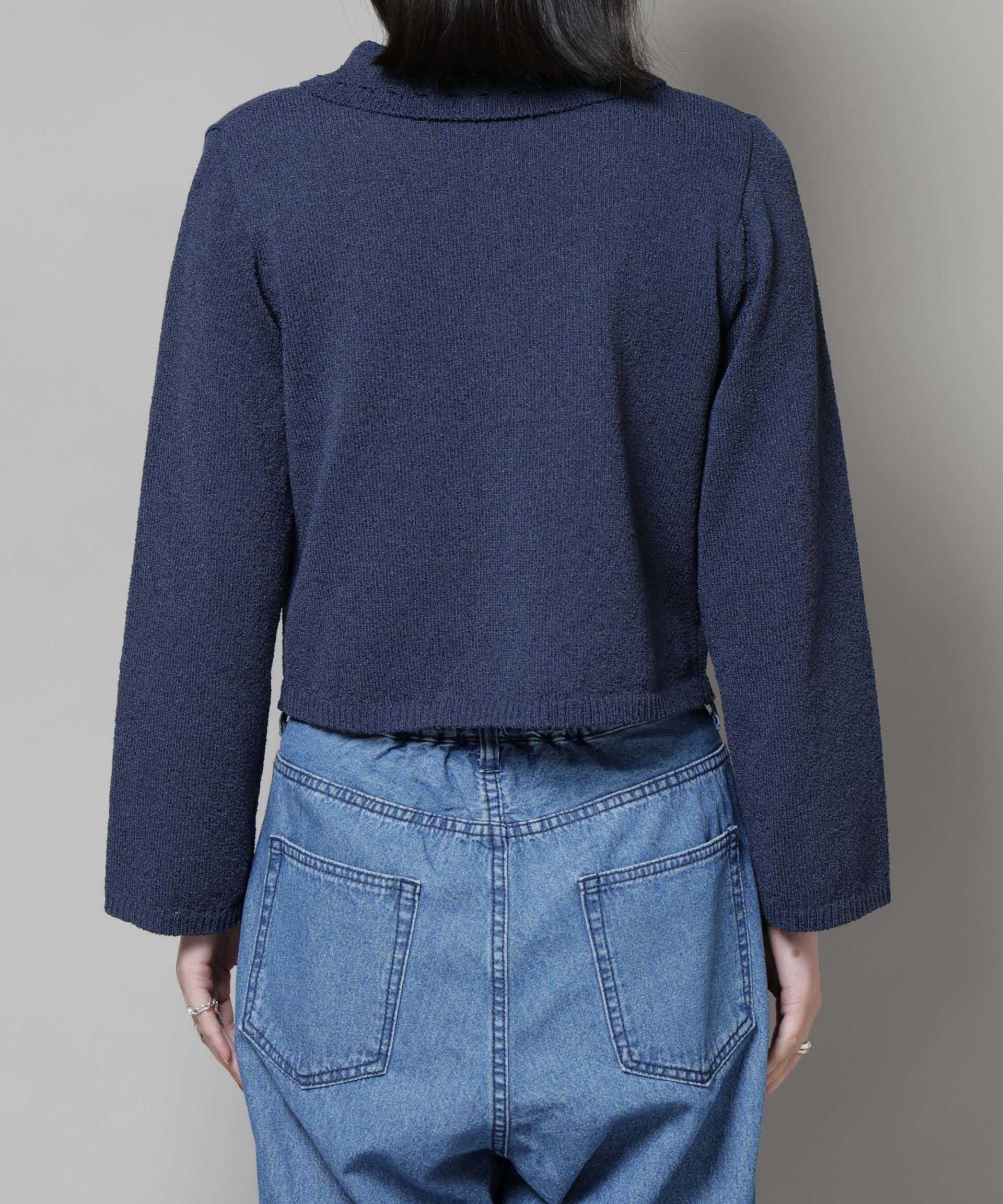 nano･universe「衿付アイレットクロップドニットカーディガン」|ニット・セーター|