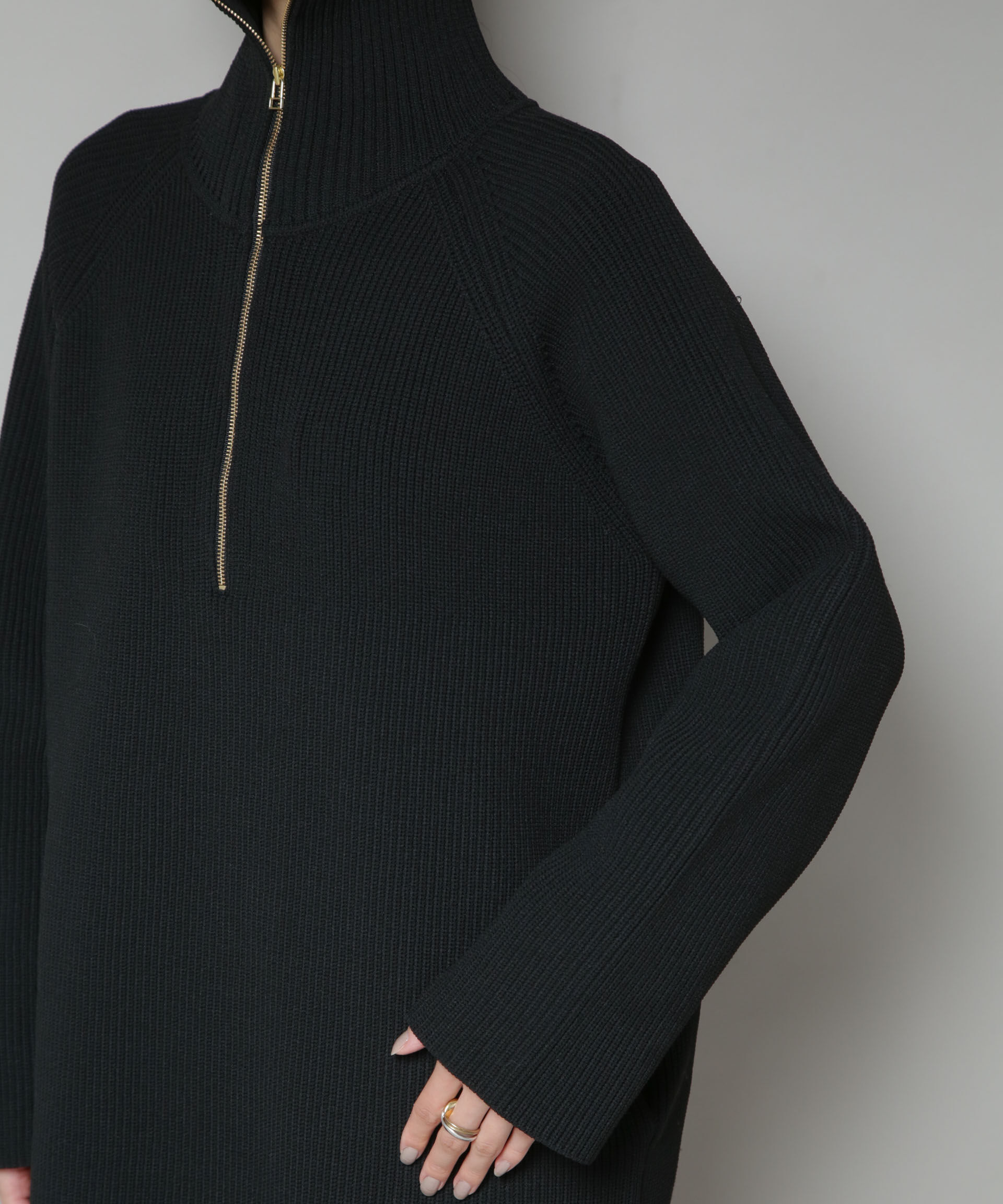 nano･universe「片畦ニットハーフジップミニワンピース」|ワンピース|