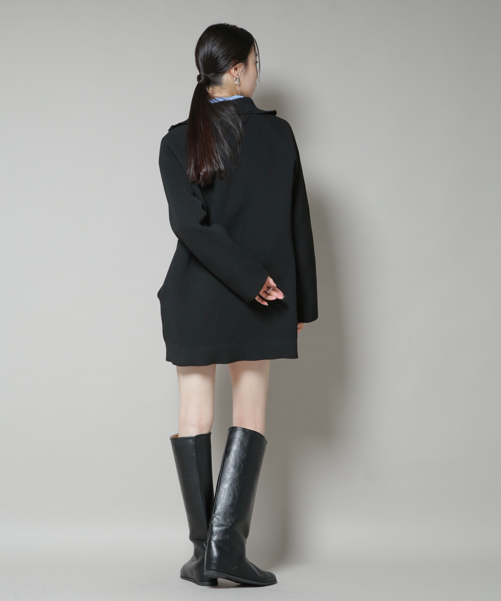 nano･universe「片畦ニットハーフジップミニワンピース」|ワンピース|