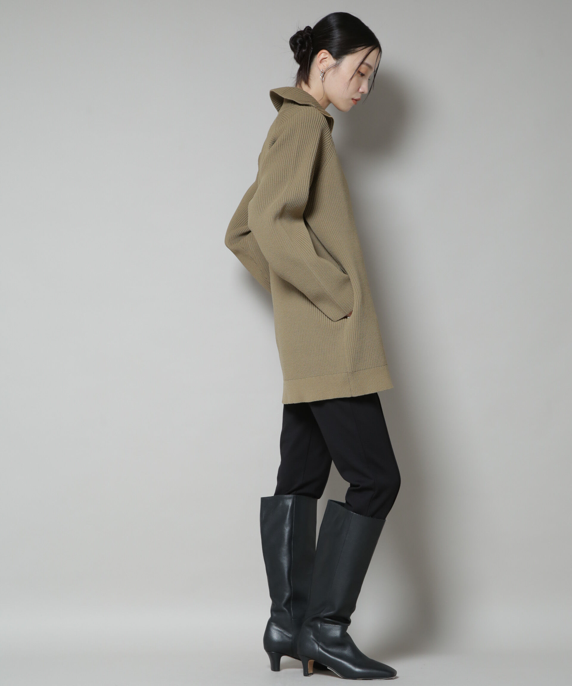 nano･universe「片畦ニットハーフジップミニワンピース」|ワンピース|