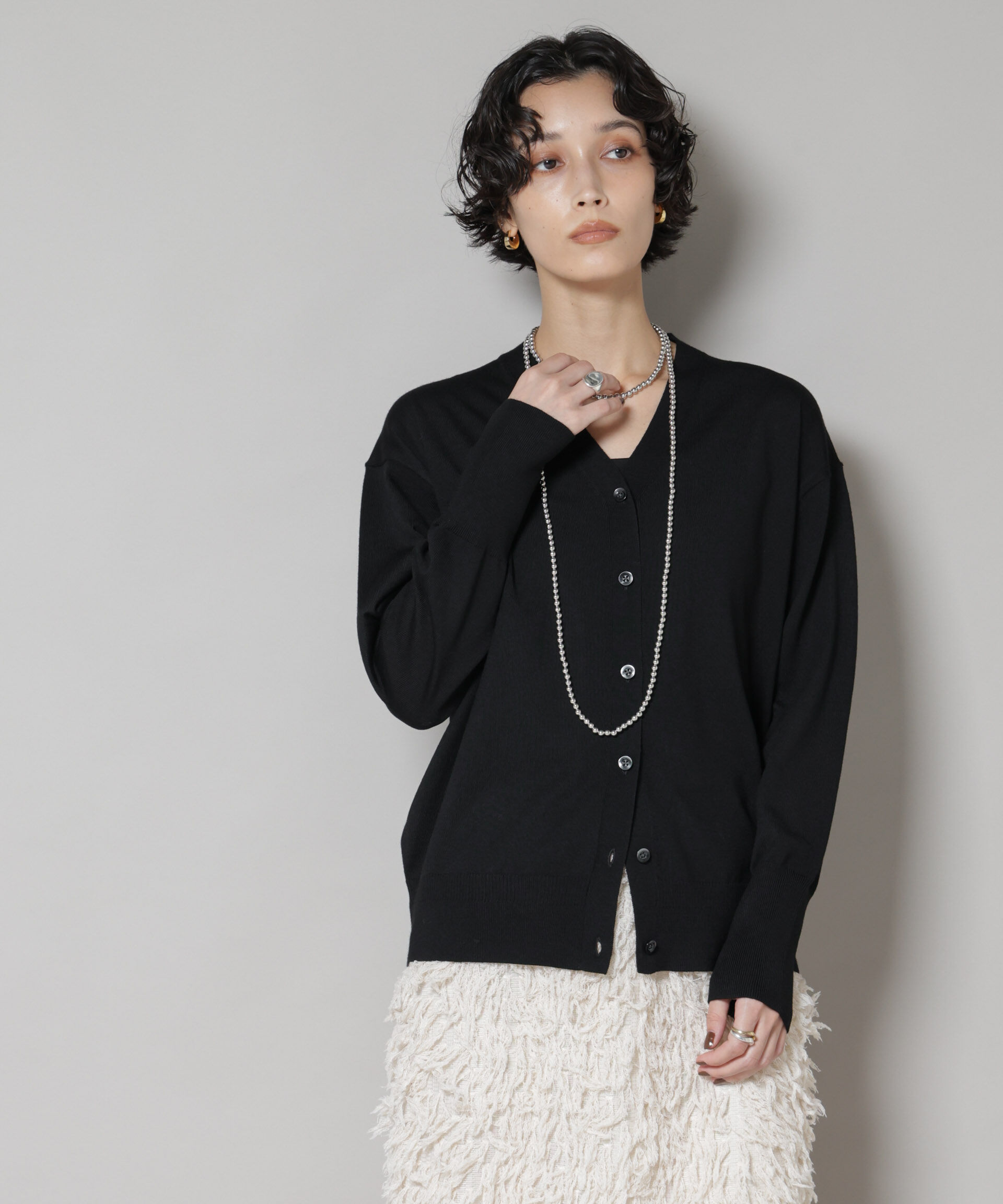 nano･universe「毛玉レスニット2wayカシュクールカーディガン」|ニット・セーター|