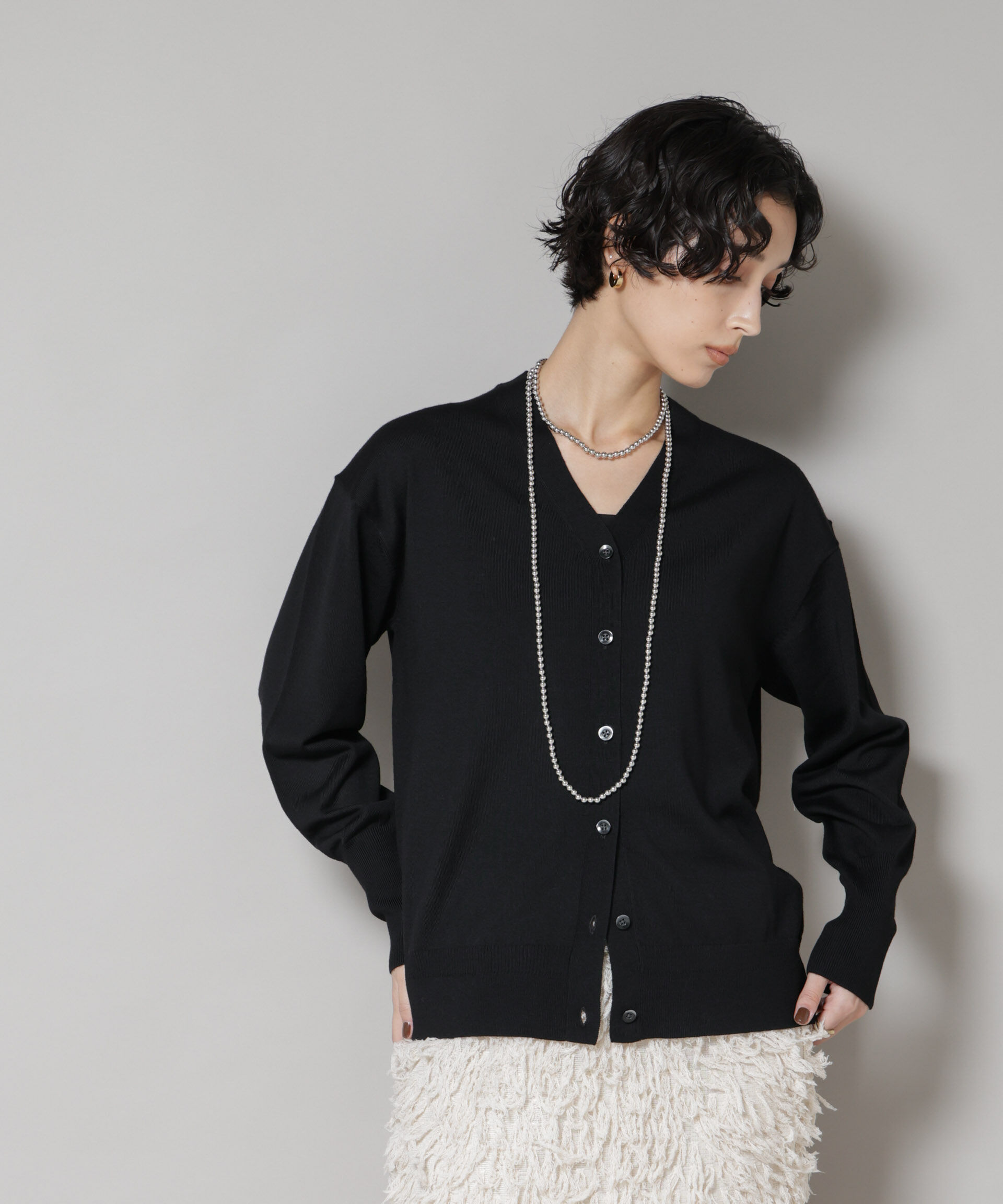 nano･universe「毛玉レスニット2wayカシュクールカーディガン」|ニット・セーター|