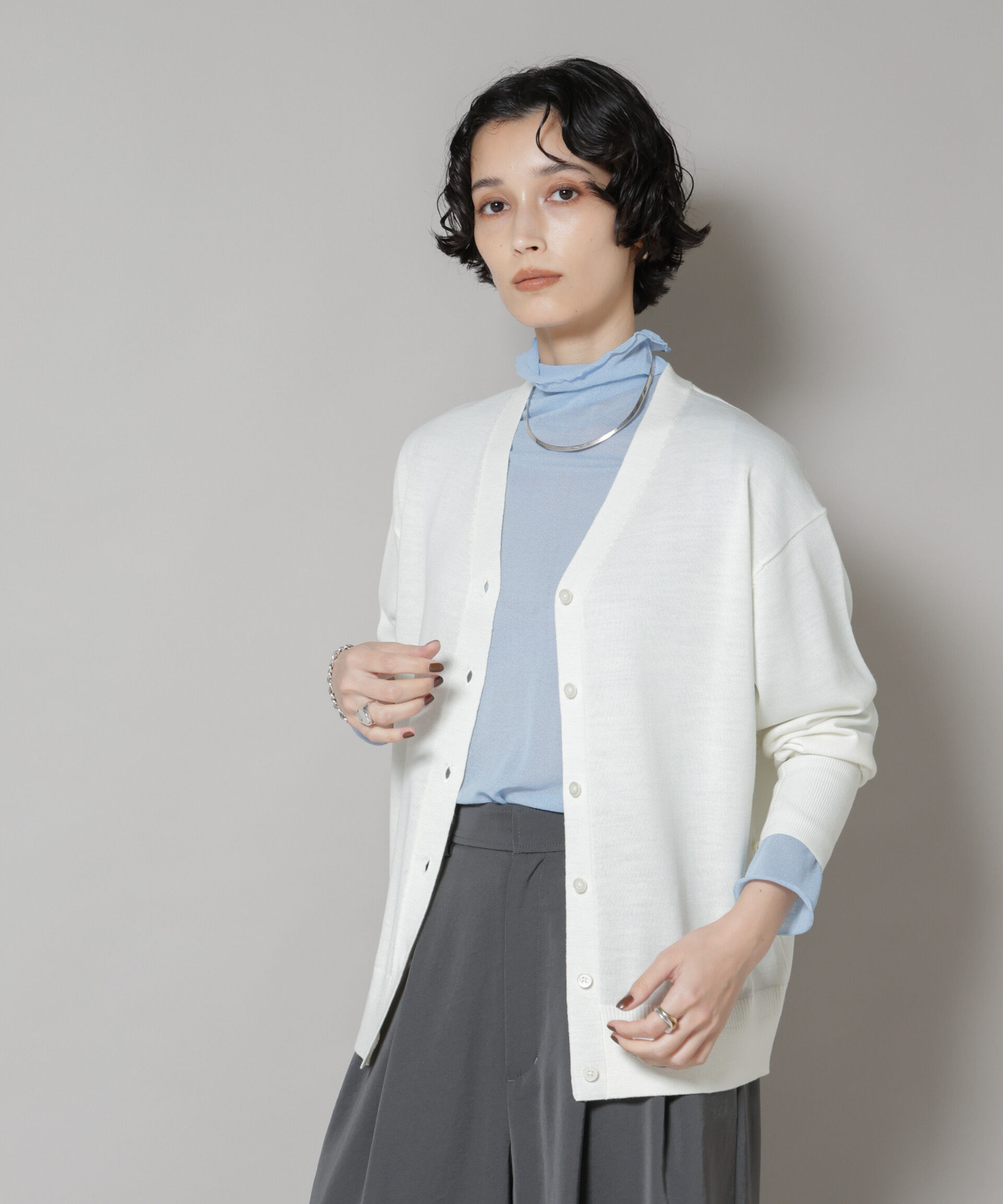 nano･universe「毛玉レスニット2wayカシュクールカーディガン」|ニット・セーター|