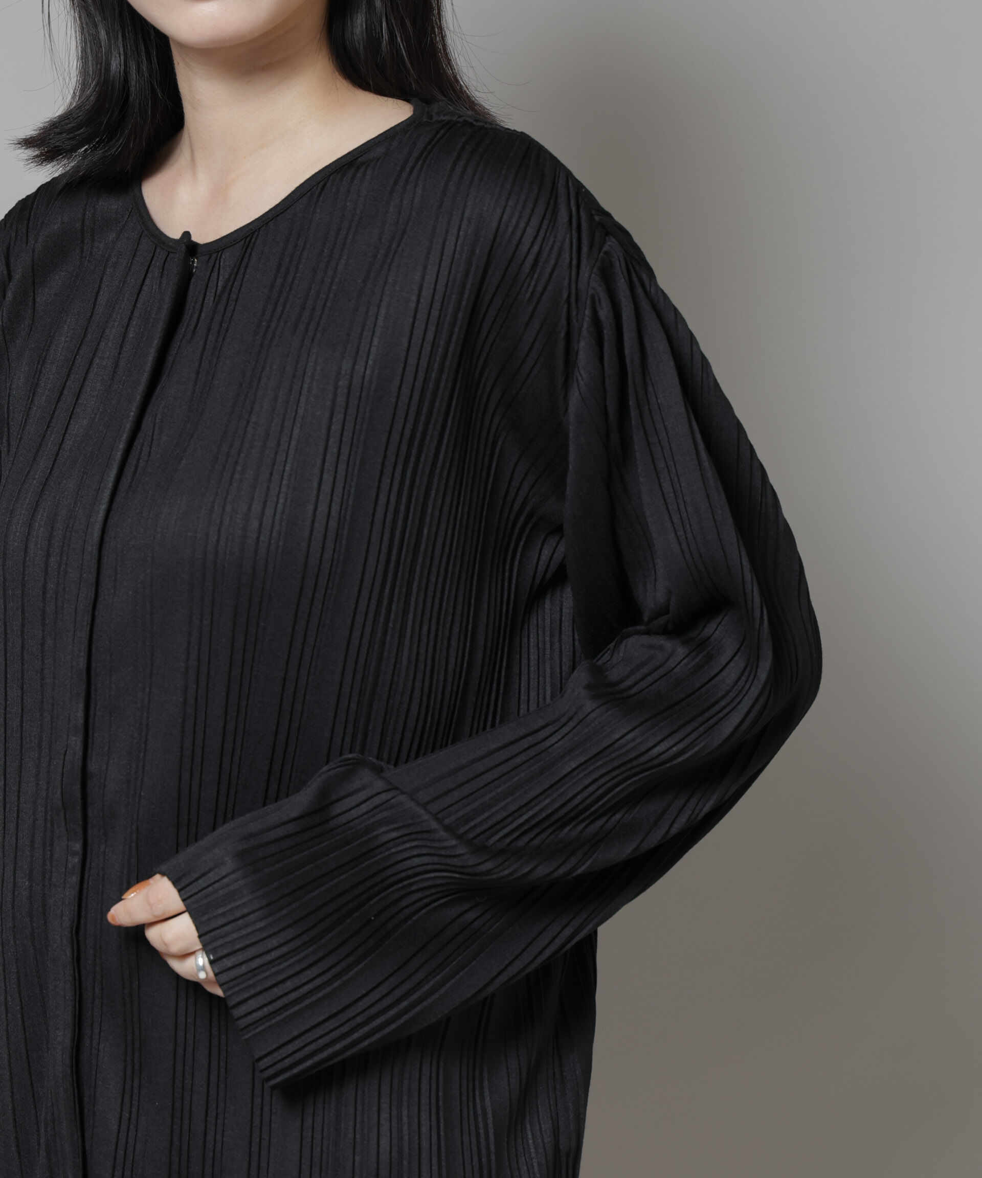 nano･universe「プリーツカットスナップシャツ」|Tシャツ・カットソー|