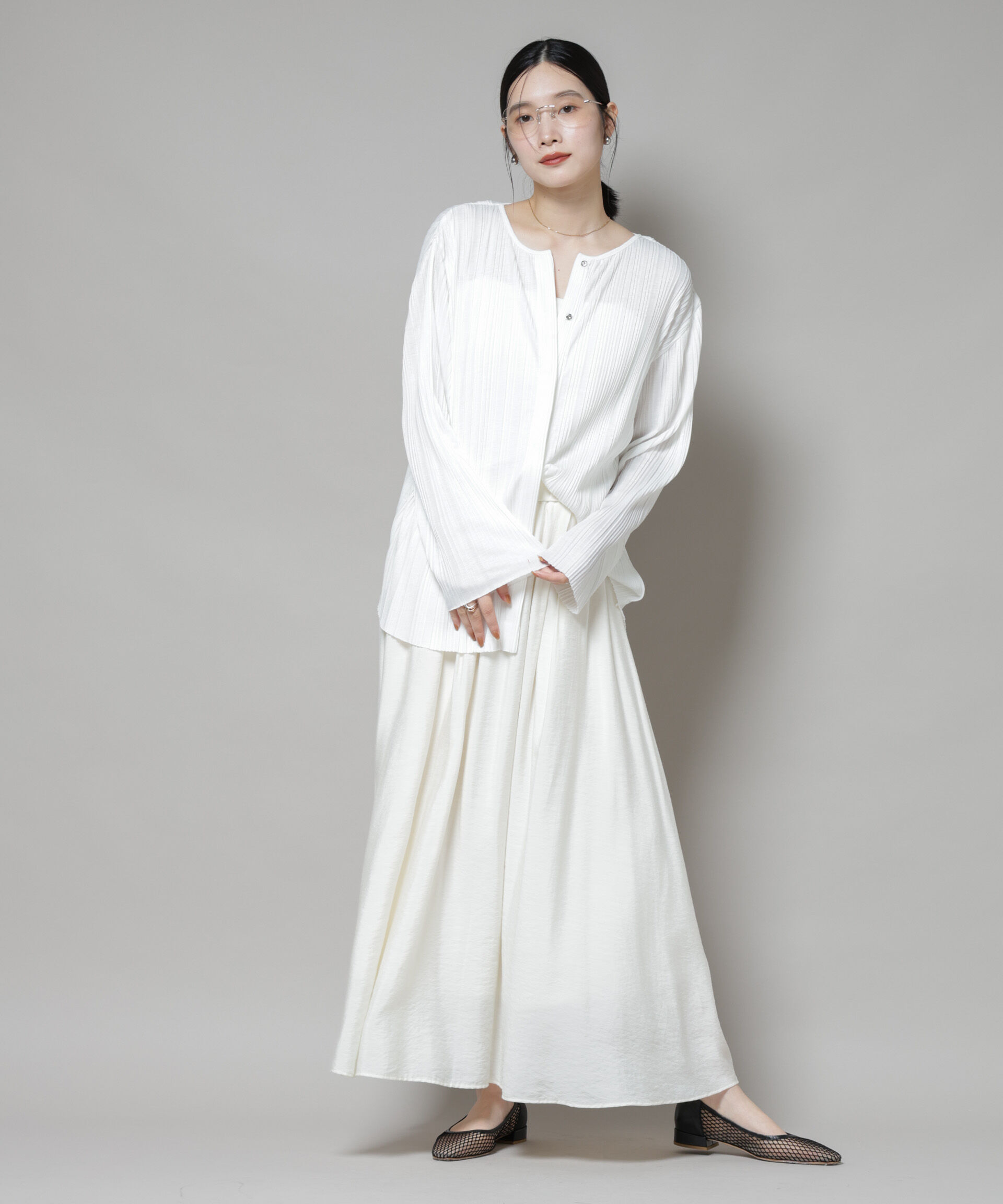 nano･universe「プリーツカットスナップシャツ」|Tシャツ・カットソー|