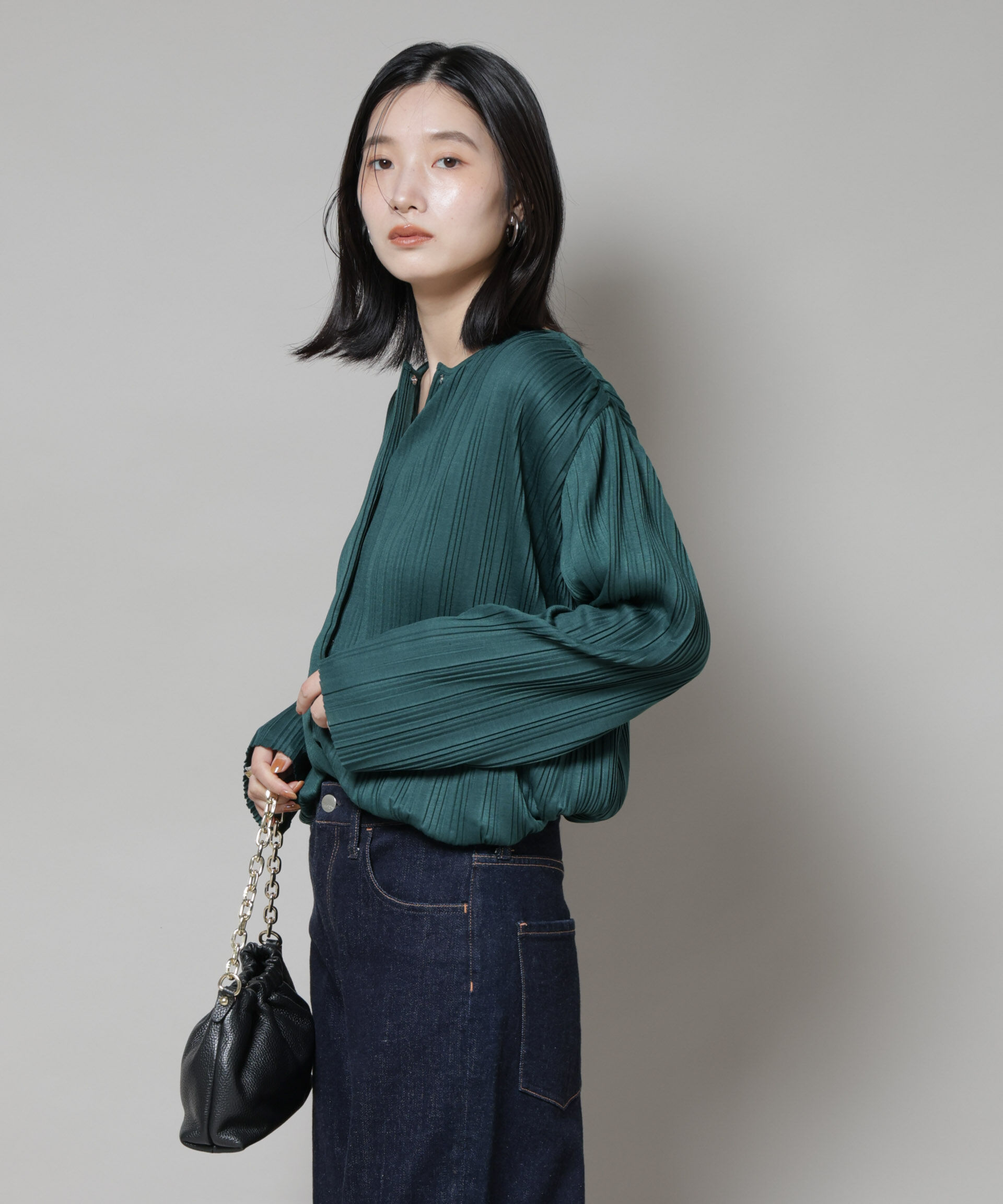 nano･universe「プリーツカットスナップシャツ」|Tシャツ・カットソー|