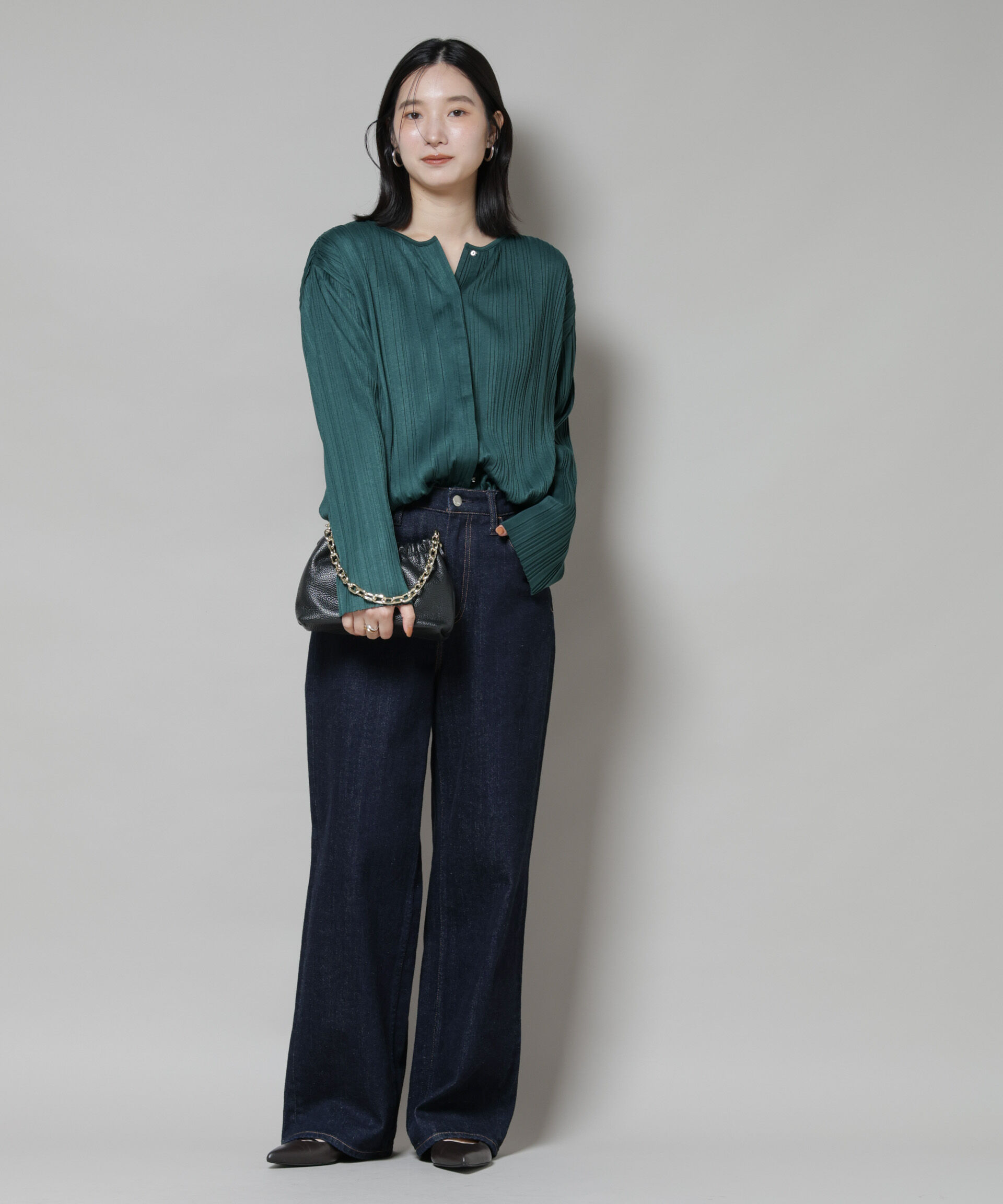 nano･universe「プリーツカットスナップシャツ」|Tシャツ・カットソー|