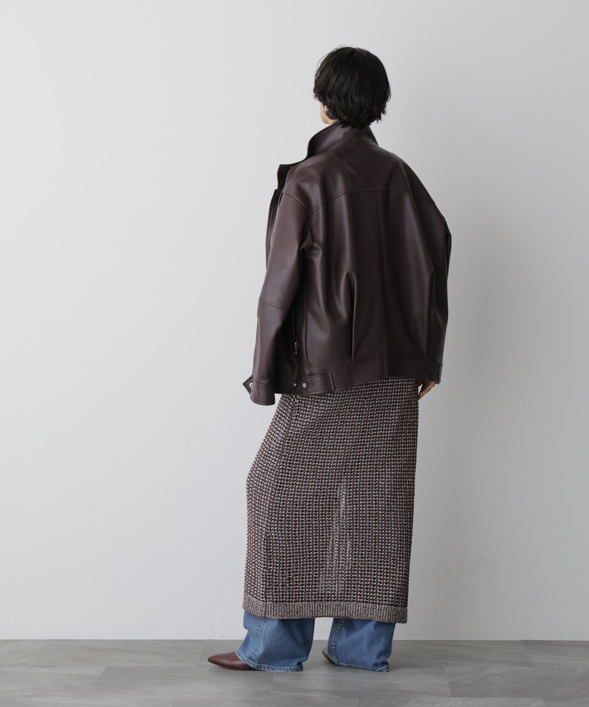  「「STEVELOUR」スタンドフェイクレザージップブルゾン」|ブルゾン・スタジャン|