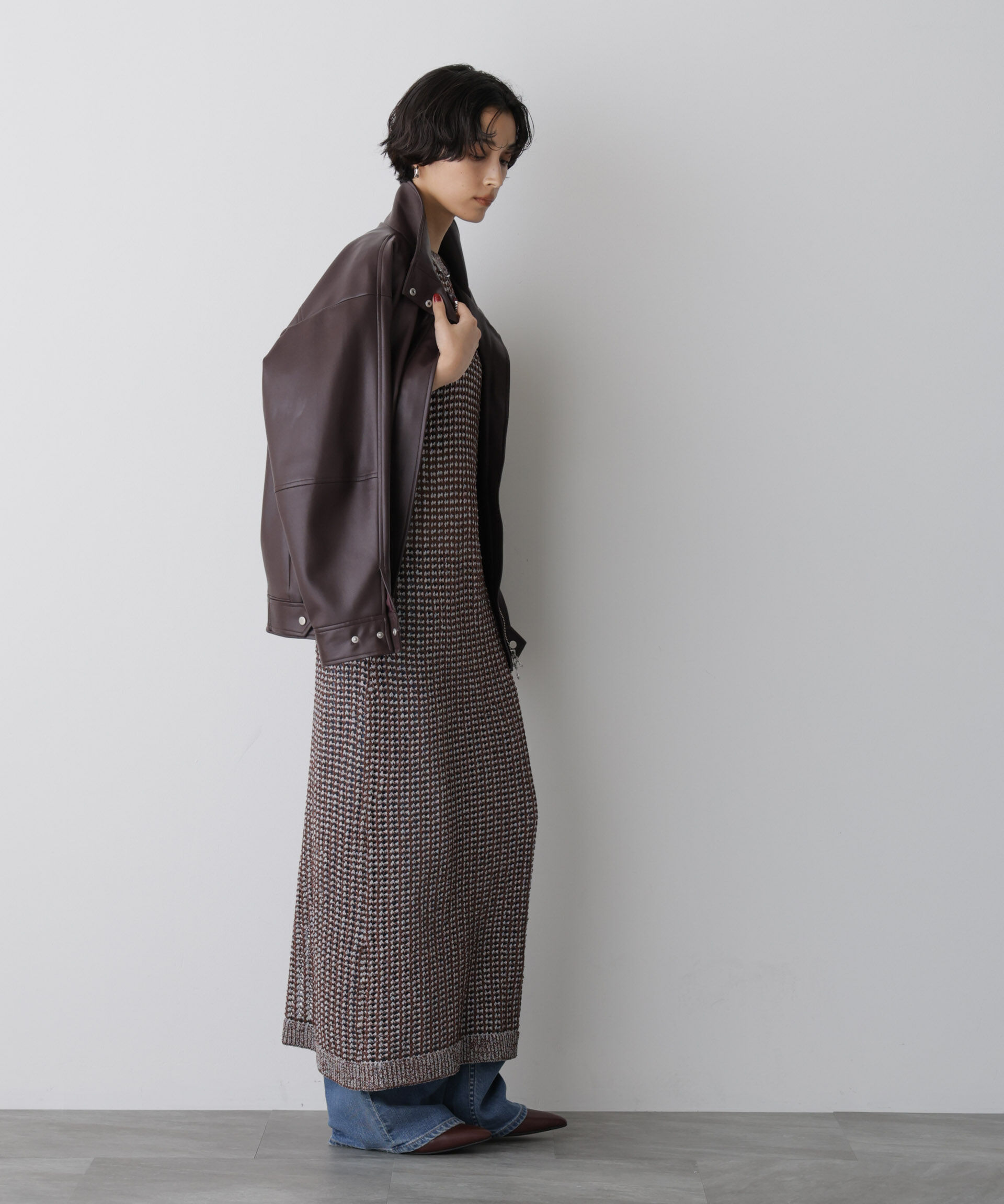  「「STEVELOUR」スタンドフェイクレザージップブルゾン」|ブルゾン・スタジャン|