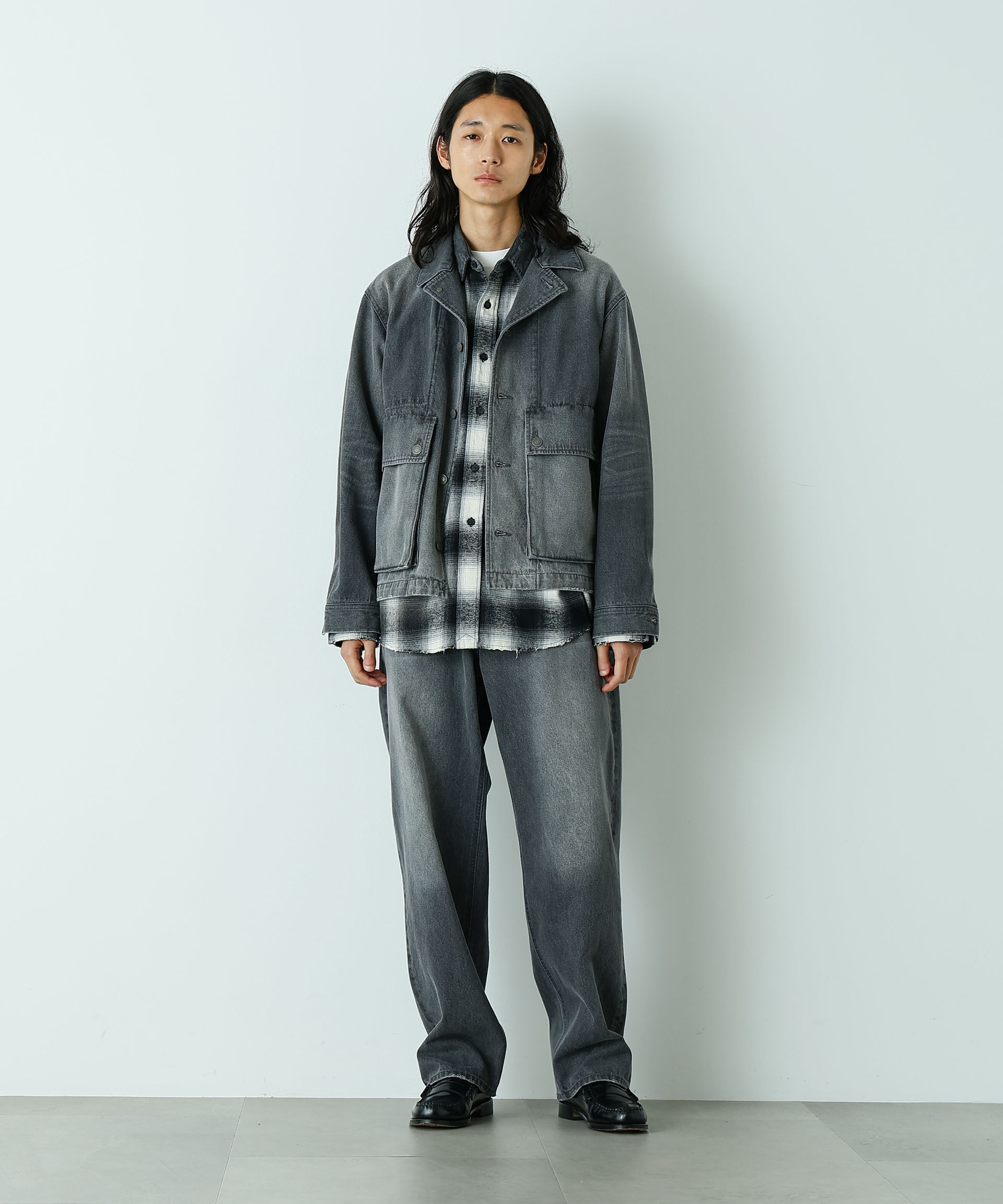 nano･universe「｢HOTEL PALACE｣ フェードデニムカバーオールジャケット」|ブルゾン・スタジャン|