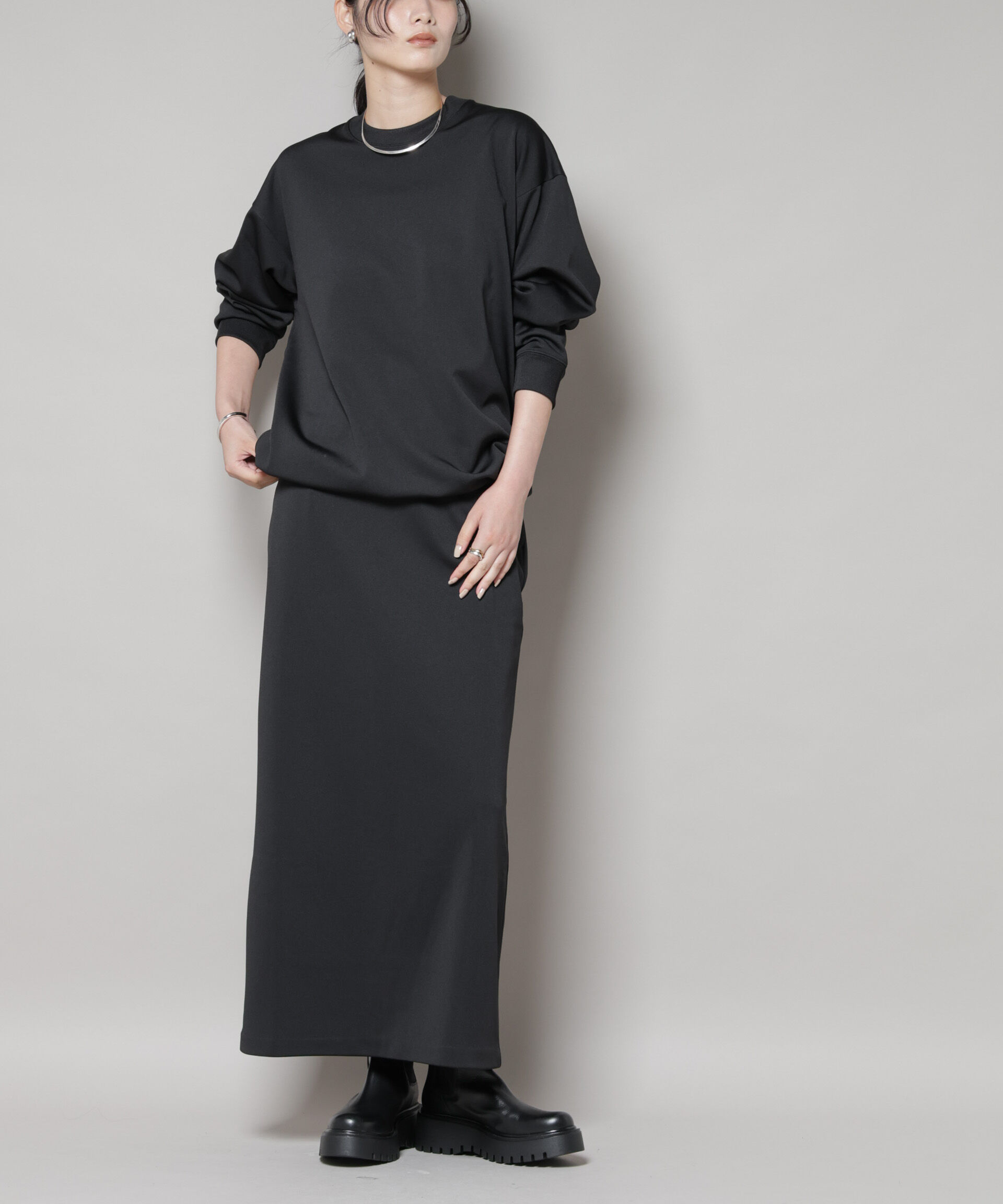 nano･universe「「MC」coveross(R)フリースボンディングスカート(セットアップ可)」|スカート|ブラック