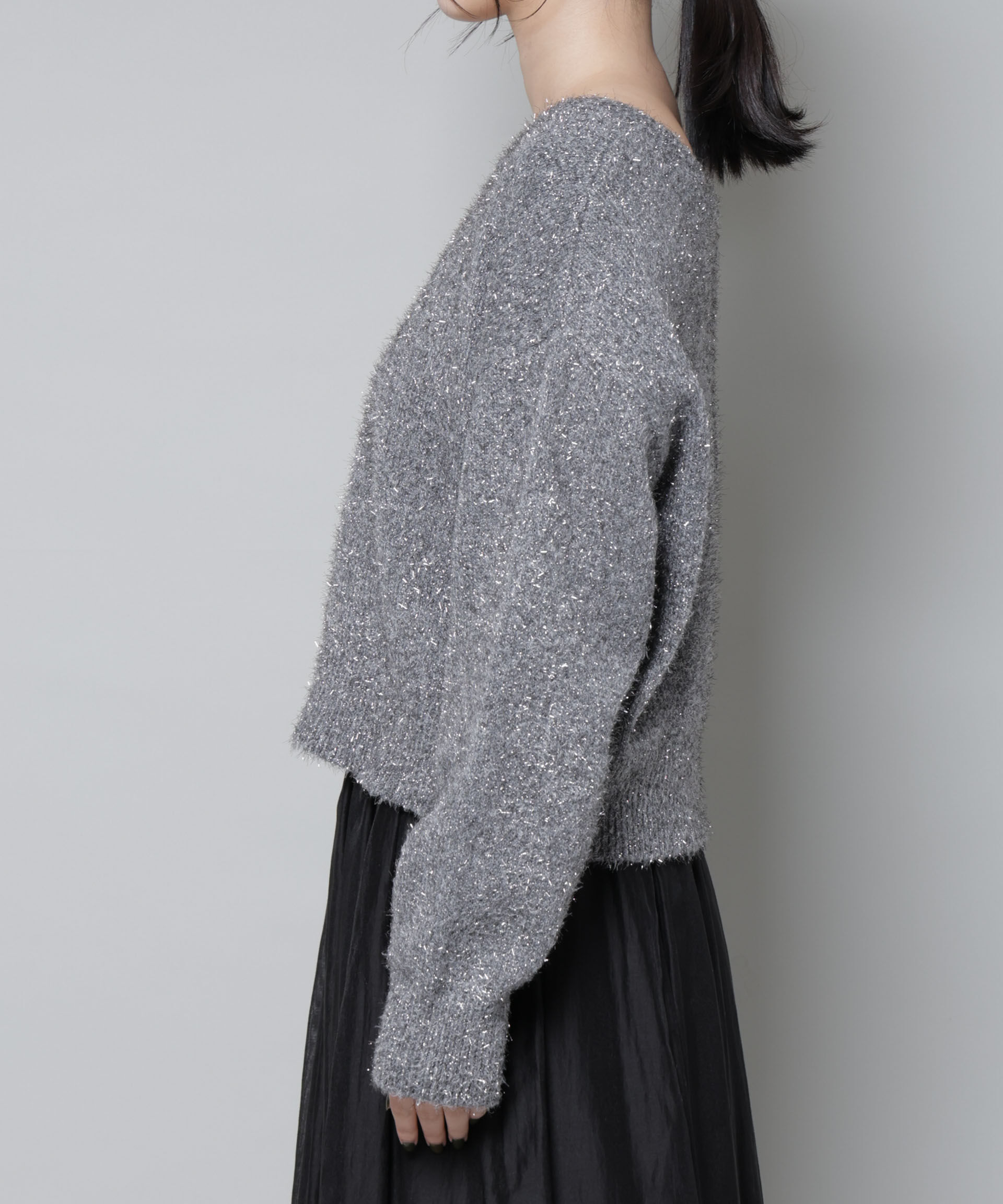 nano･universe「前後2wayラメミックスフェザーニット」|ニット・セーター|