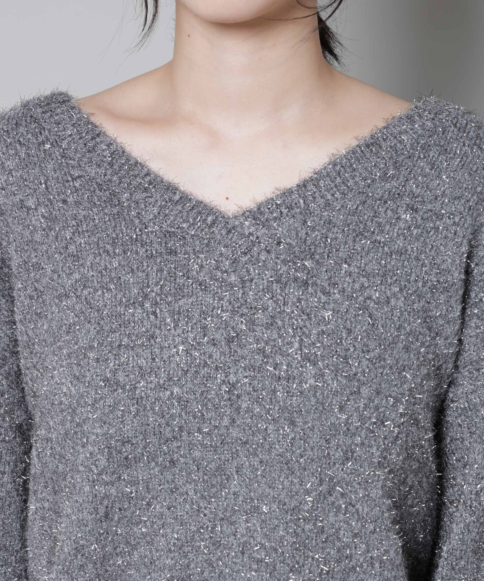 nano･universe「前後2wayラメミックスフェザーニット」|ニット・セーター|